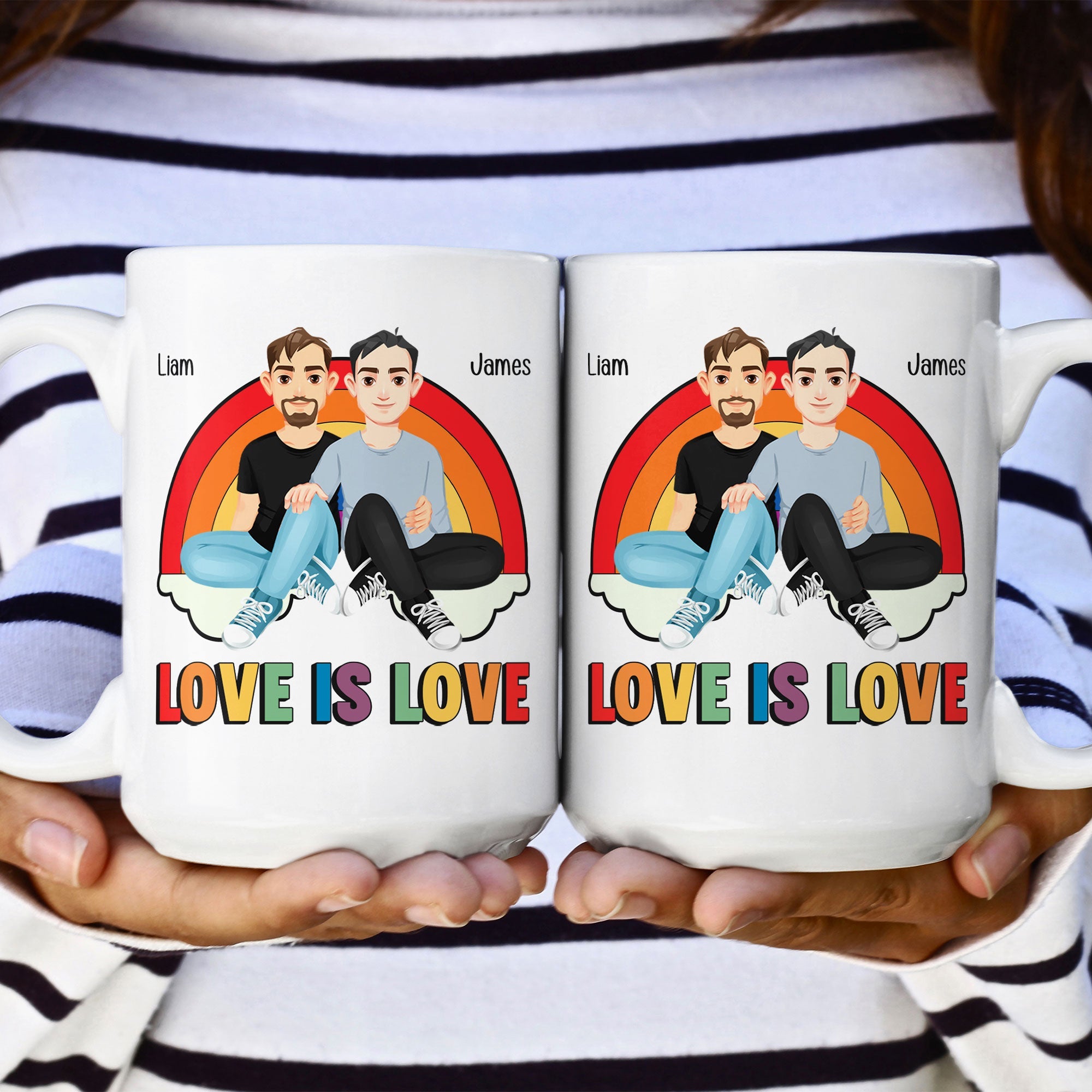 Love Is Love Rainbow Pride Month - Personalized Mug