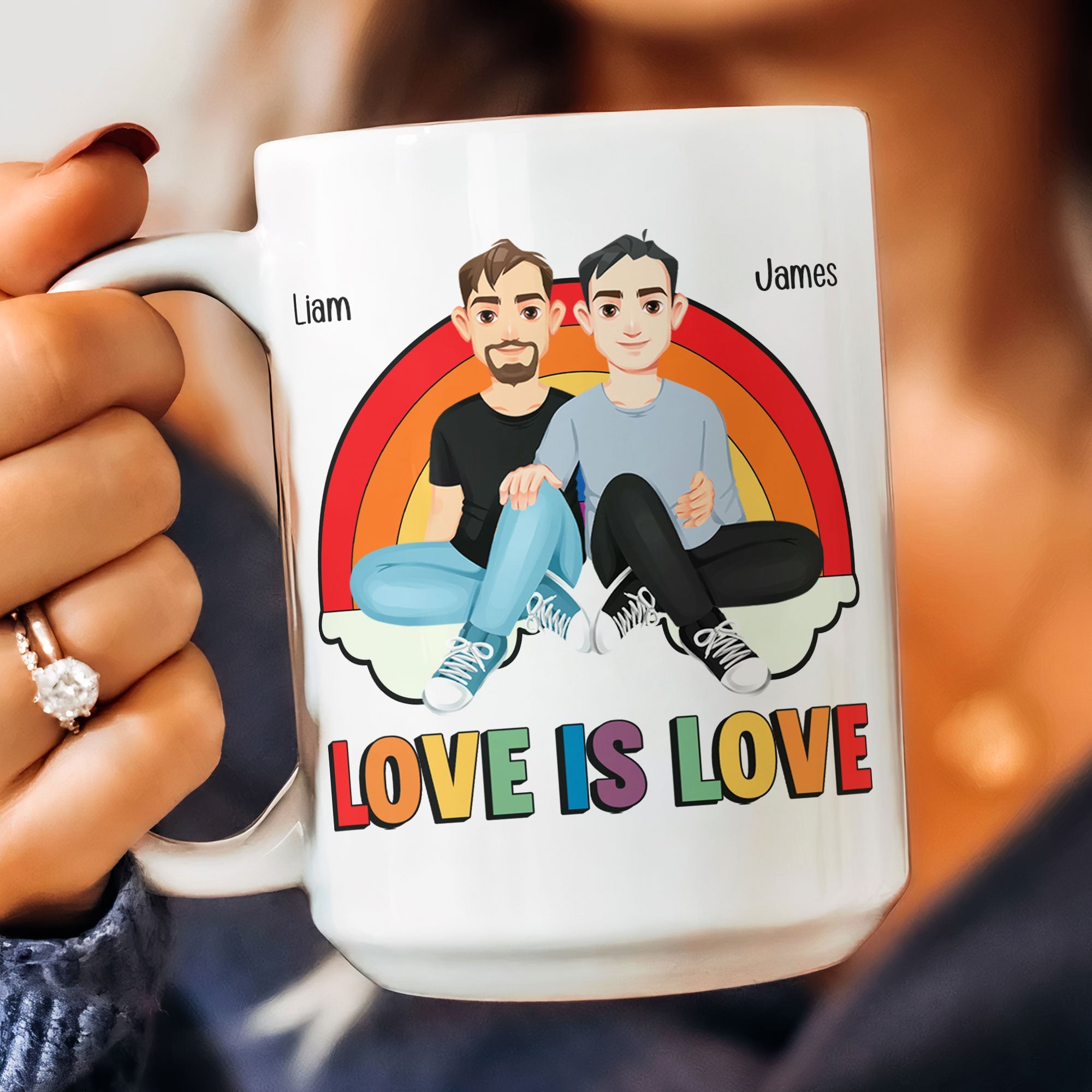 Love Is Love Rainbow Pride Month - Personalized Mug