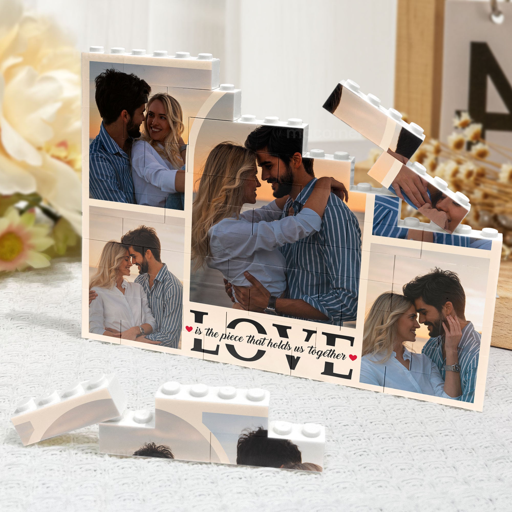 Love Is The Piece That Holds Us Together - Personalized Photo Building Brick