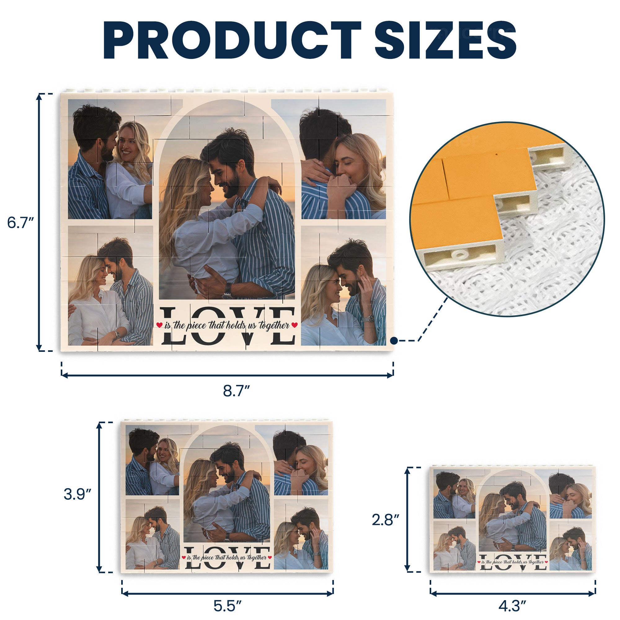 Love Is The Piece That Holds Us Together - Personalized Photo Building Brick