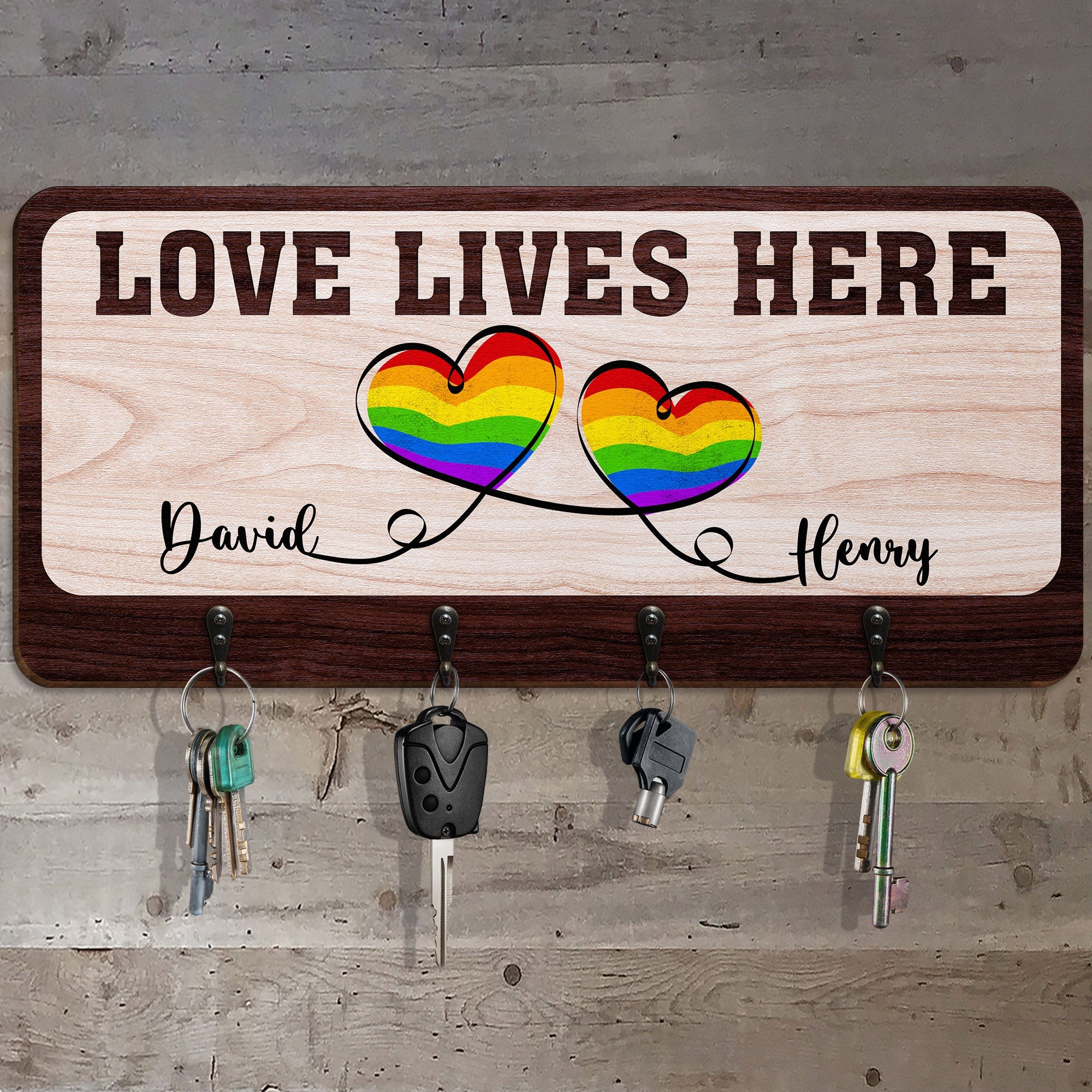 Love Lives Here - Personalized Custom Key Holder