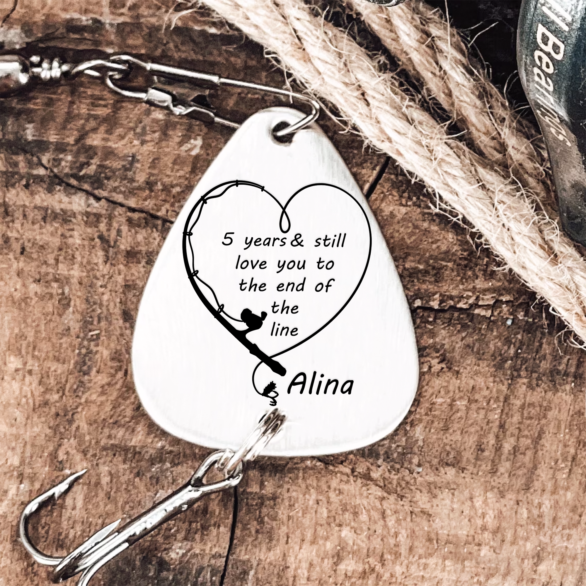 Love You To The End Of The Line - Personalized Fishing Lure Keychain