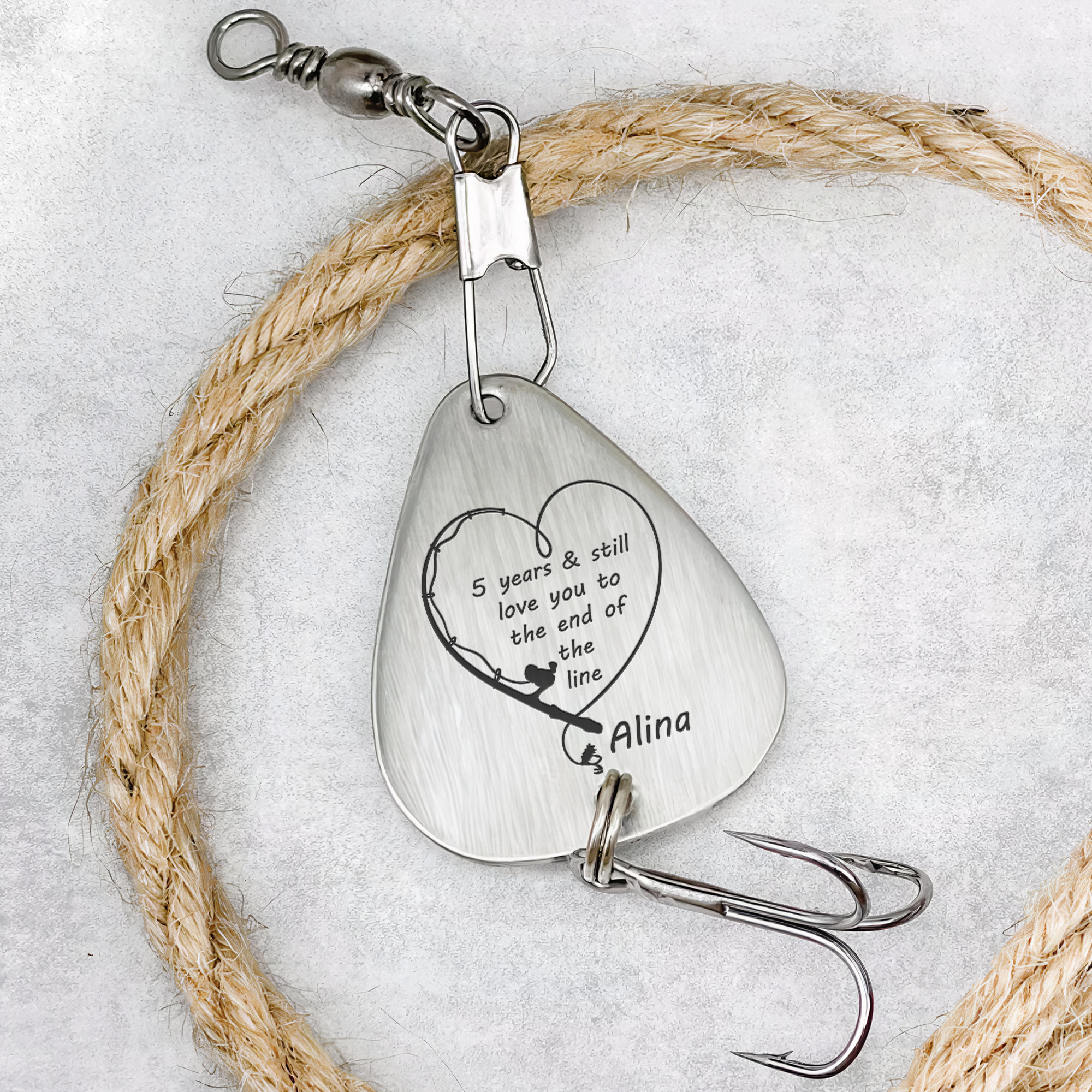 Love You To The End Of The Line - Personalized Fishing Lure Keychain