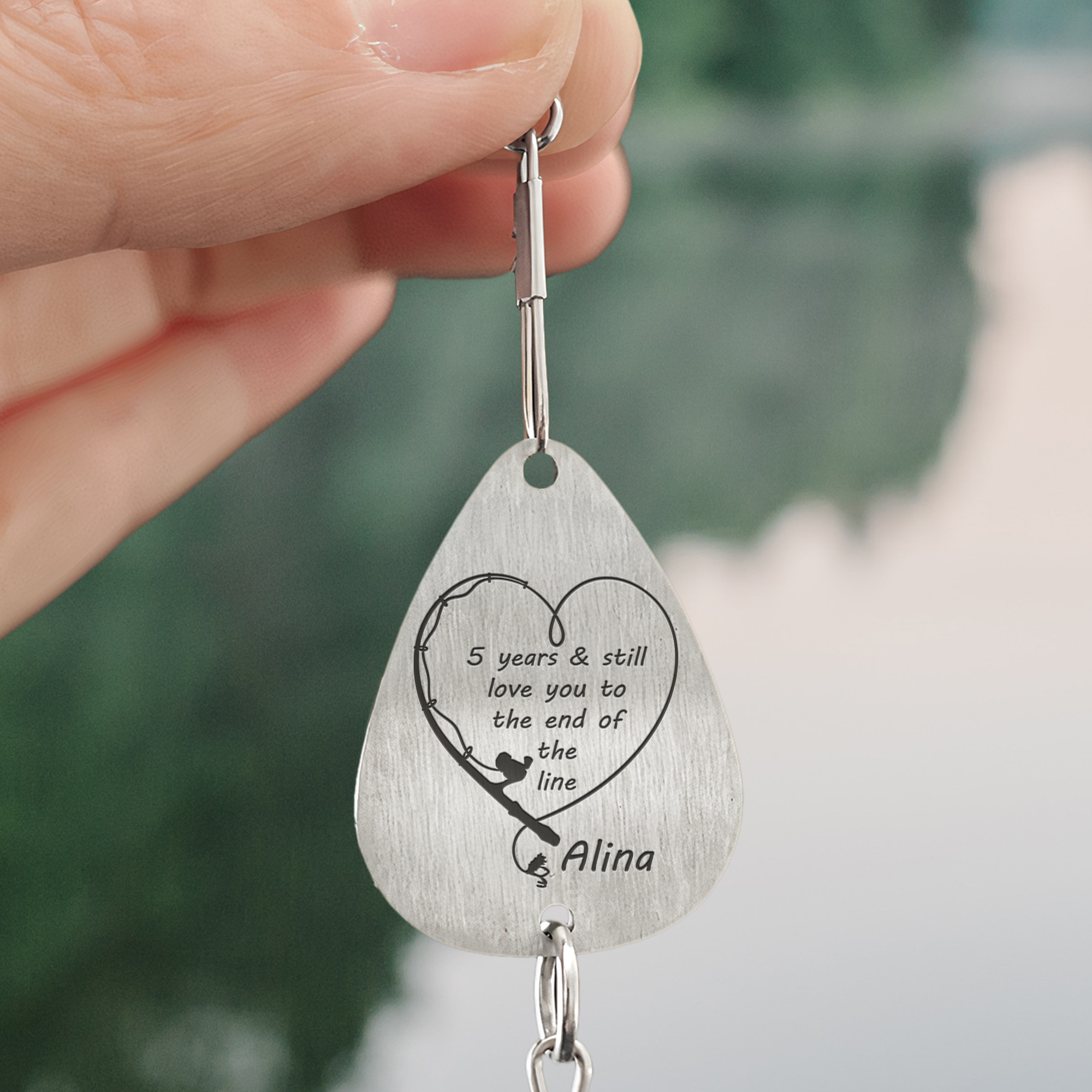 Love You To The End Of The Line - Personalized Fishing Lure Keychain