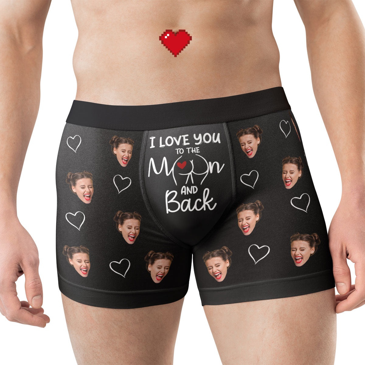 Love You To The Moon And Back Anniversary Gift - Personalized Photo Men's Boxer Briefs