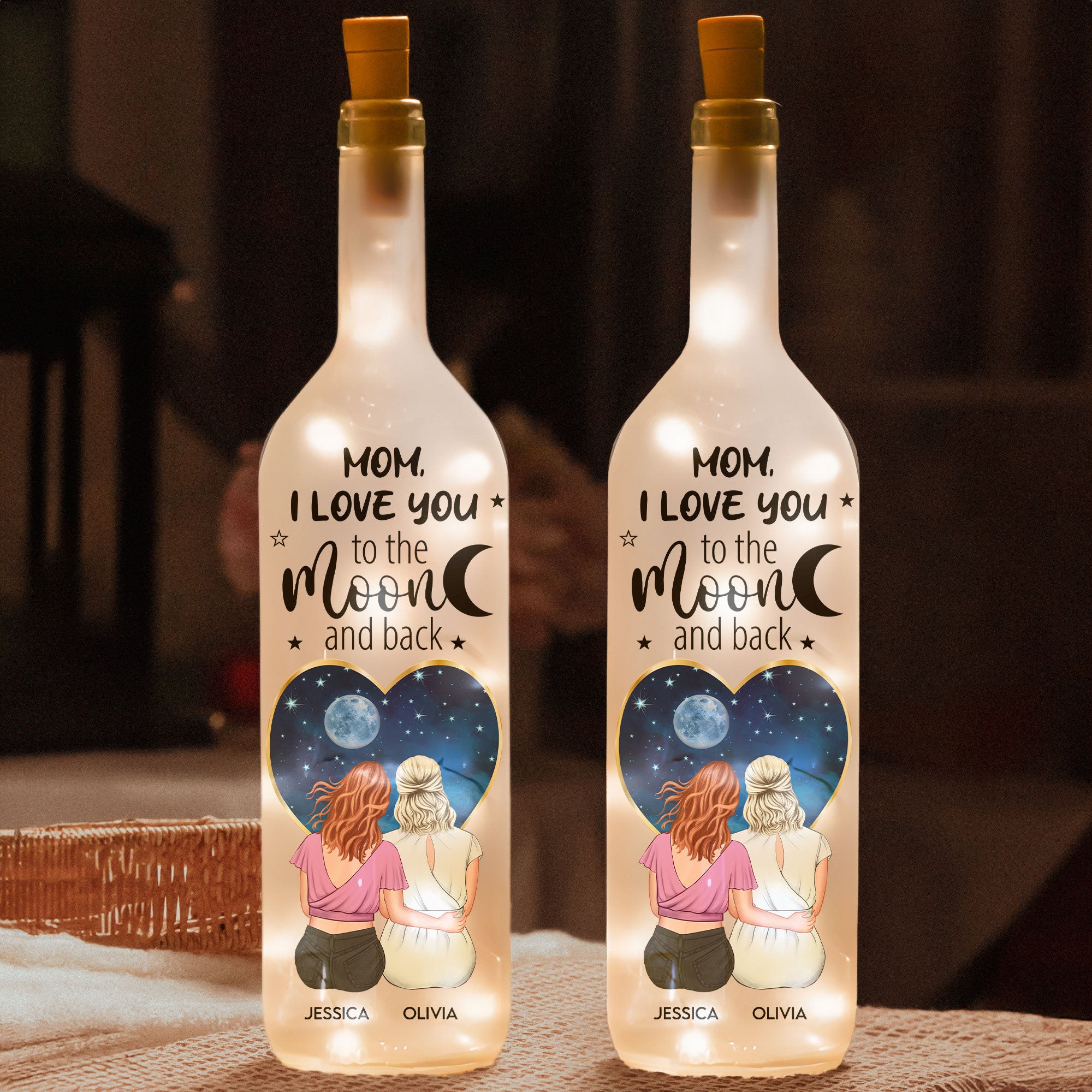 Love You To The Moon And Back - Personalized Bottle Lamp