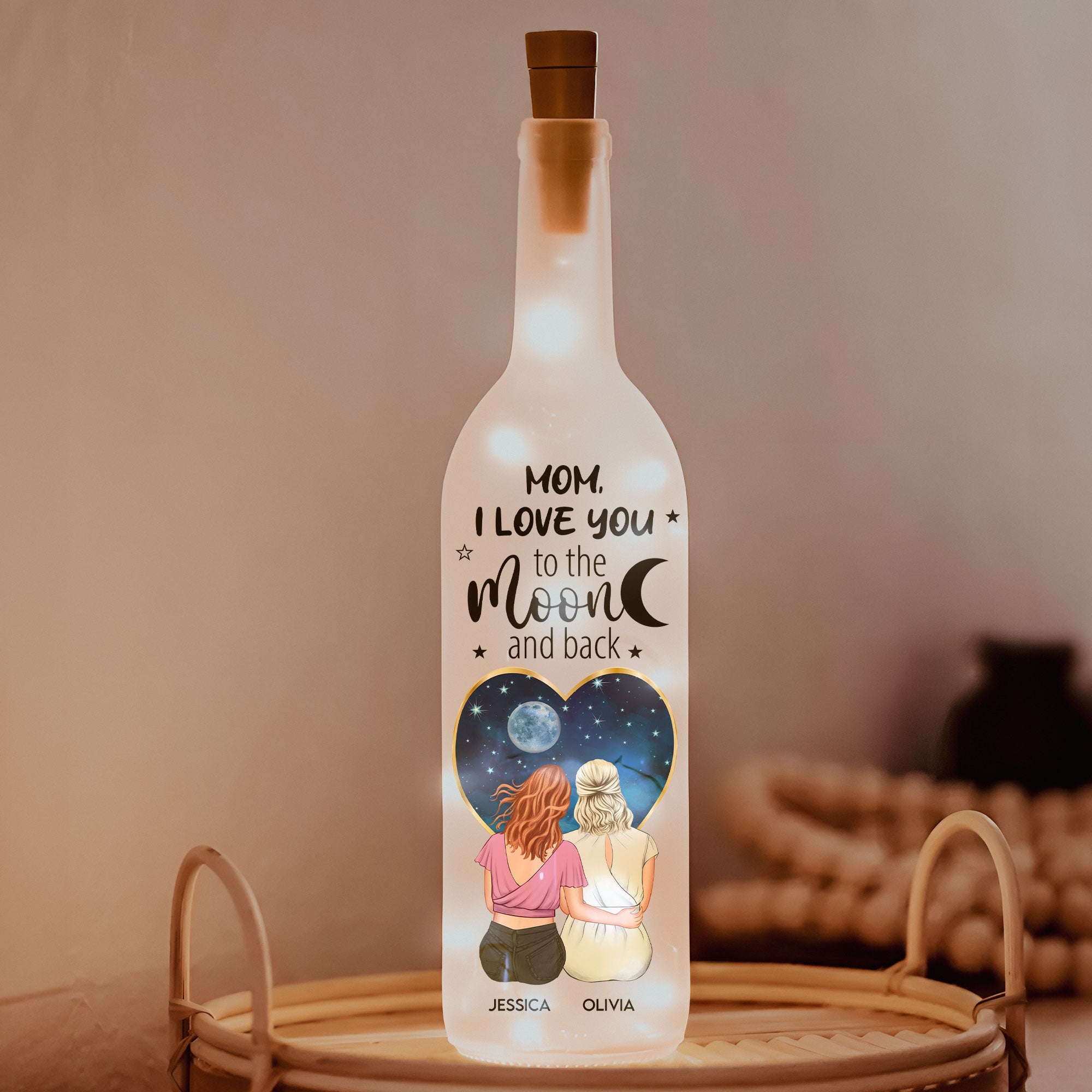 Love You To The Moon And Back - Personalized Bottle Lamp