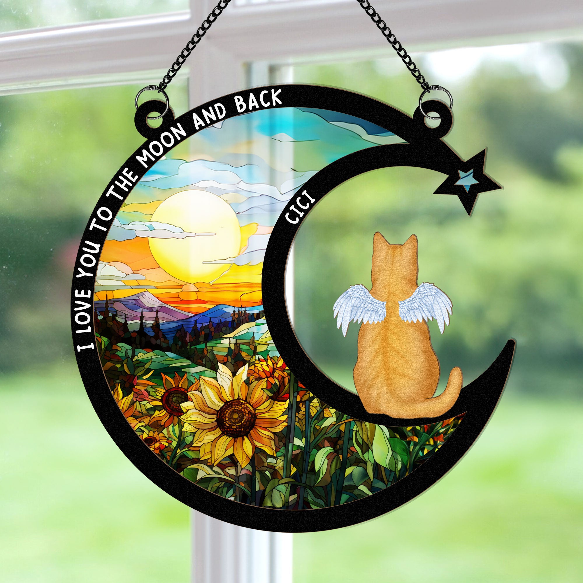 Love You To The Moon & Back - Personalized Window Hanging Suncatcher Ornament