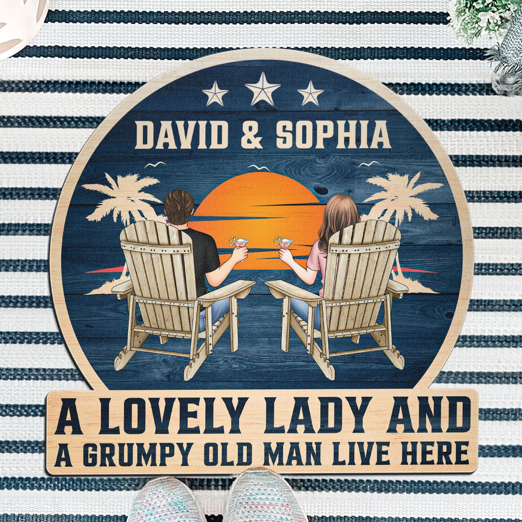 Lovely Lady And A Grumpy Old Man Live Here - Personalized Doormat