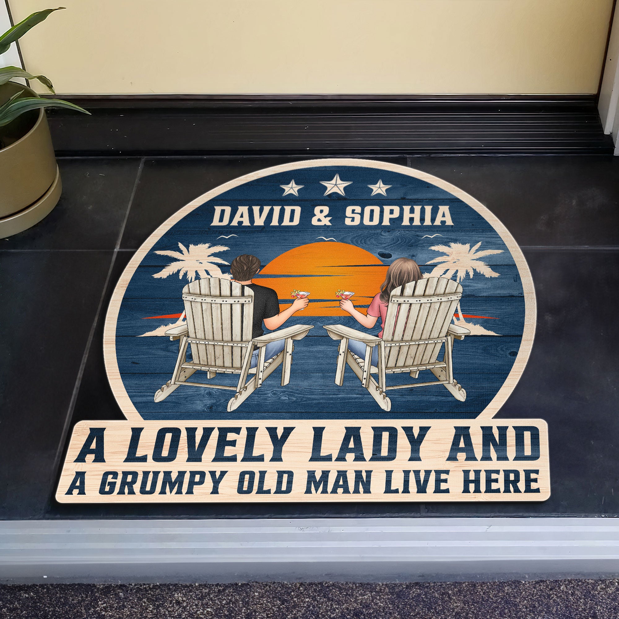 Lovely Lady And A Grumpy Old Man Live Here - Personalized Doormat