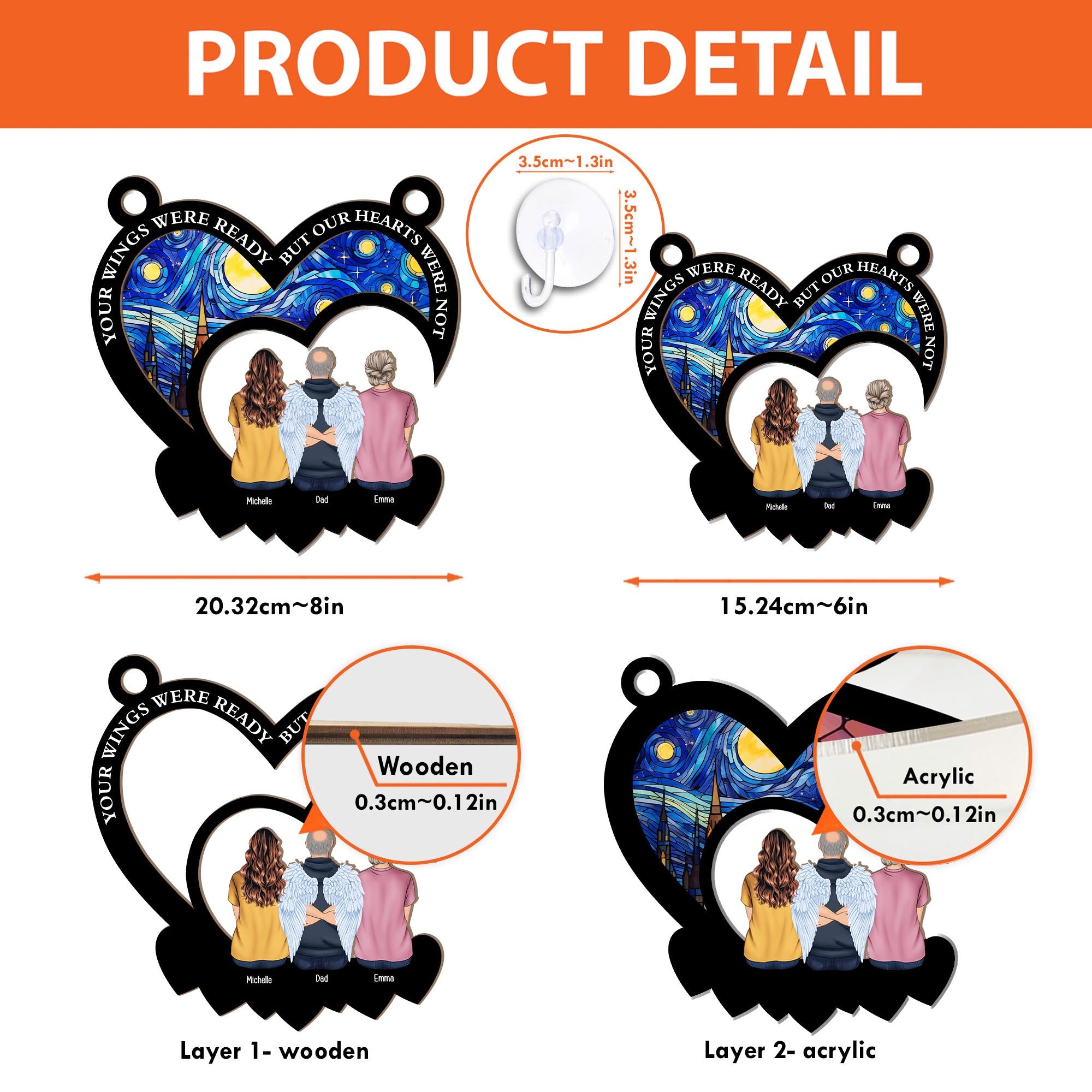 Your Wings Were Ready - Personalized Window Hanging Suncatcher Ornament