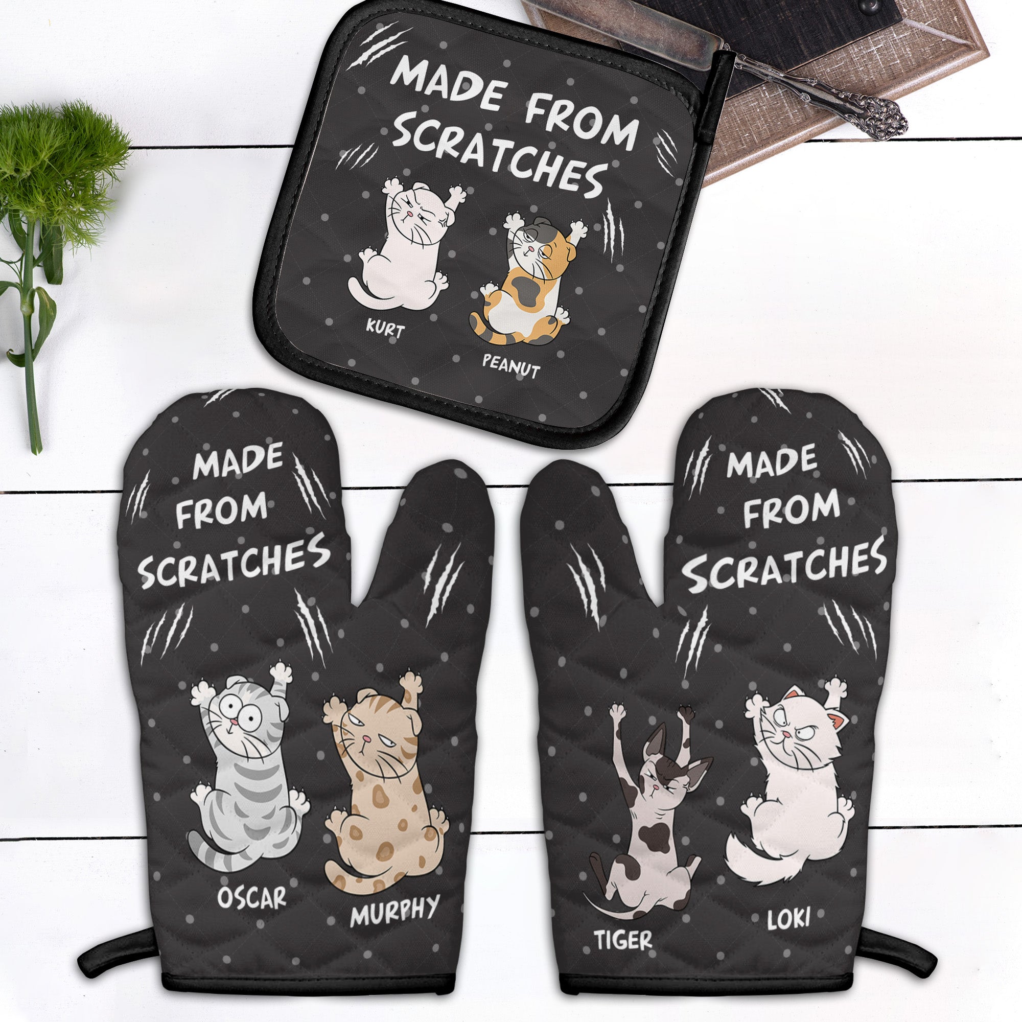 Made From Scratches - Personalized Oven Mitts And Pot Holder