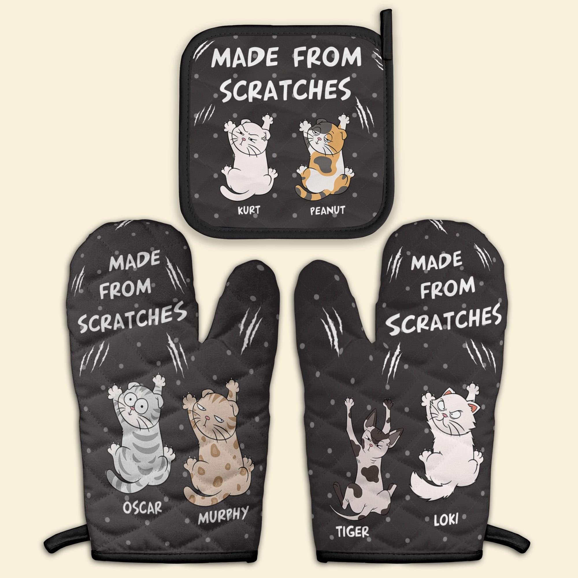 Made From Scratches - Personalized Oven Mitts And Pot Holder