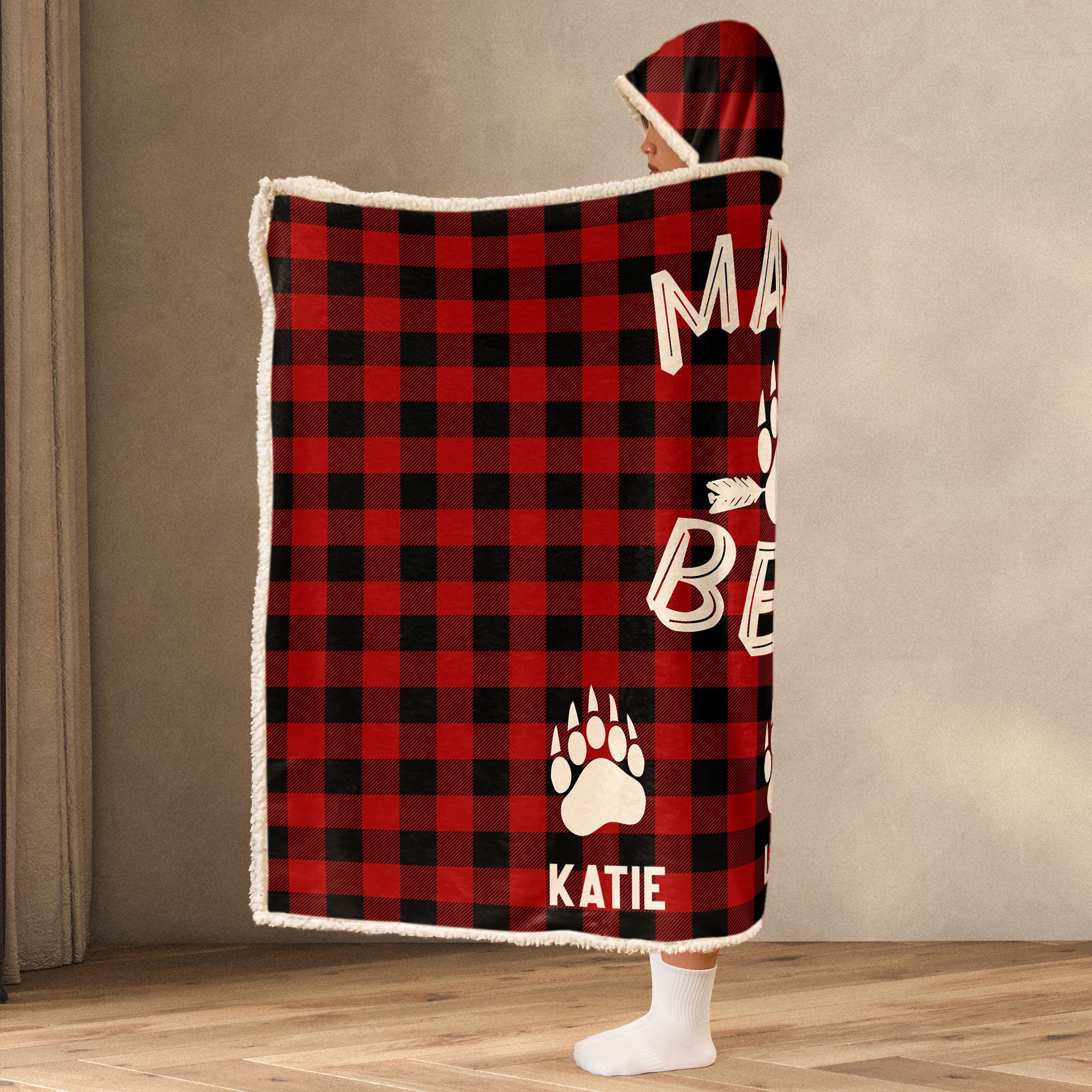 Mama Bear Custom Name - Personalized Wearable Blanket Hoodie