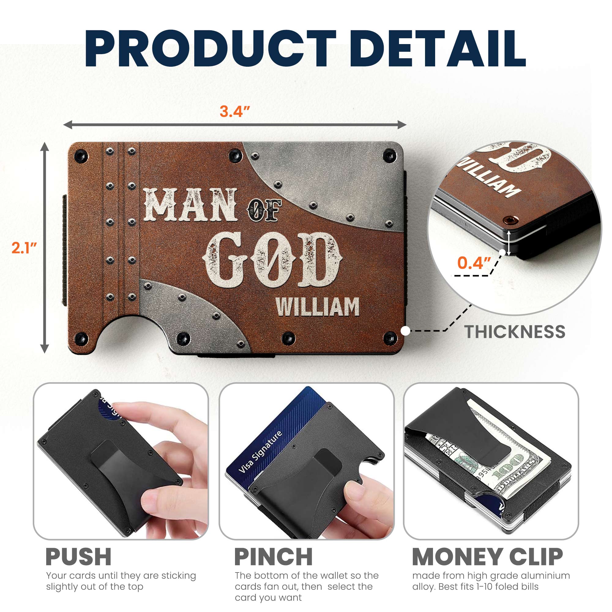 Man Of God - Personalized Metal Card Holder