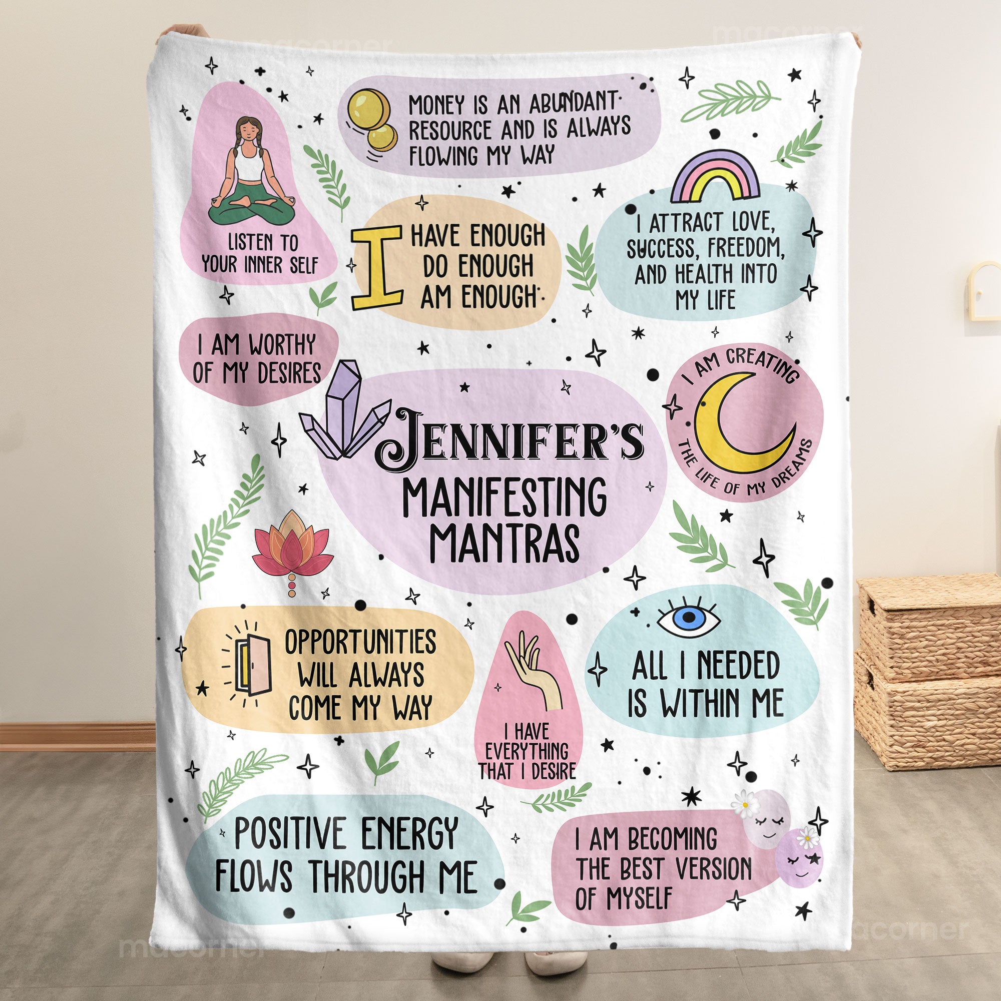 Manifesting Mantras Manifest Gift Affirmations Gift - Personalized Blanket