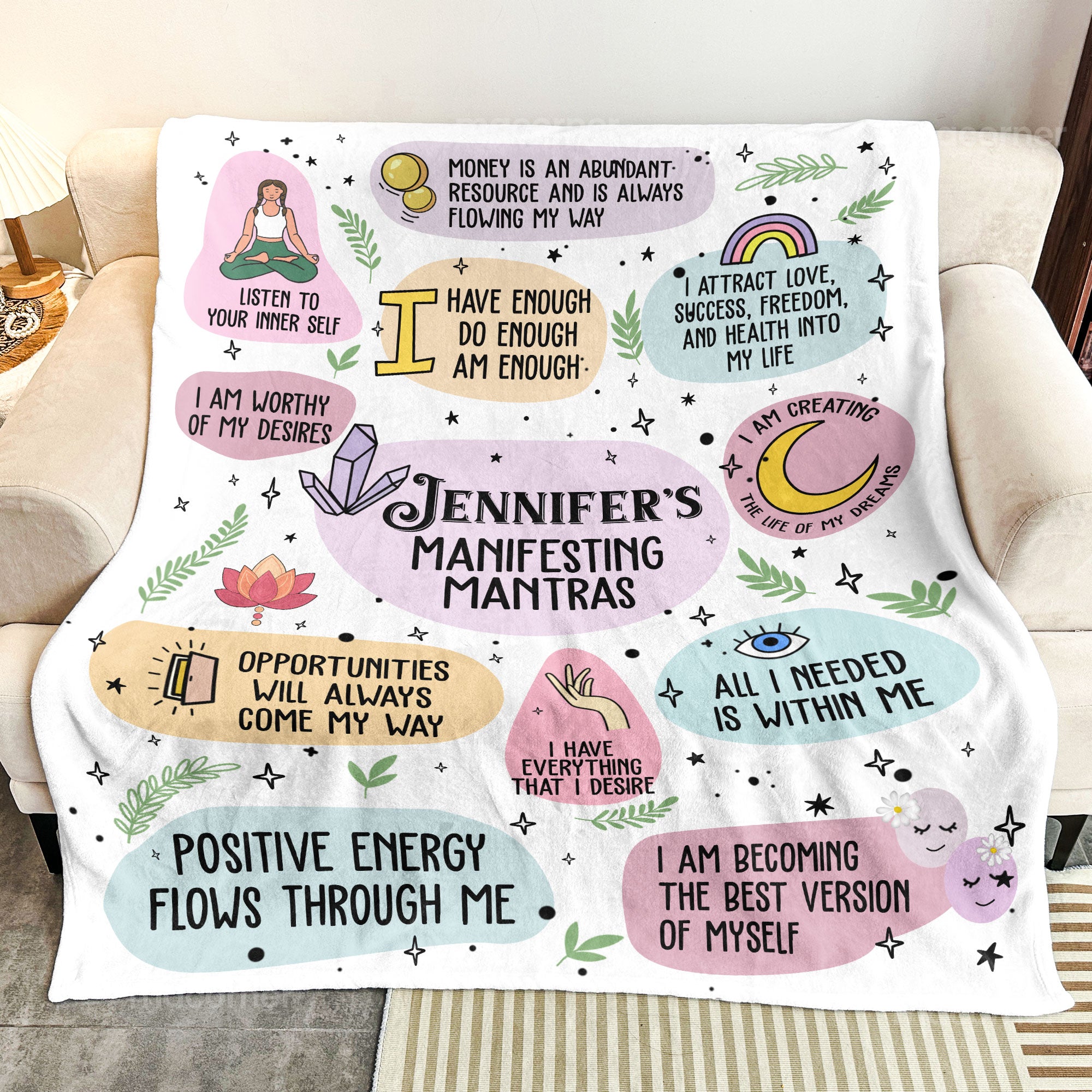 Manifesting Mantras Manifest Gift Affirmations Gift - Personalized Blanket