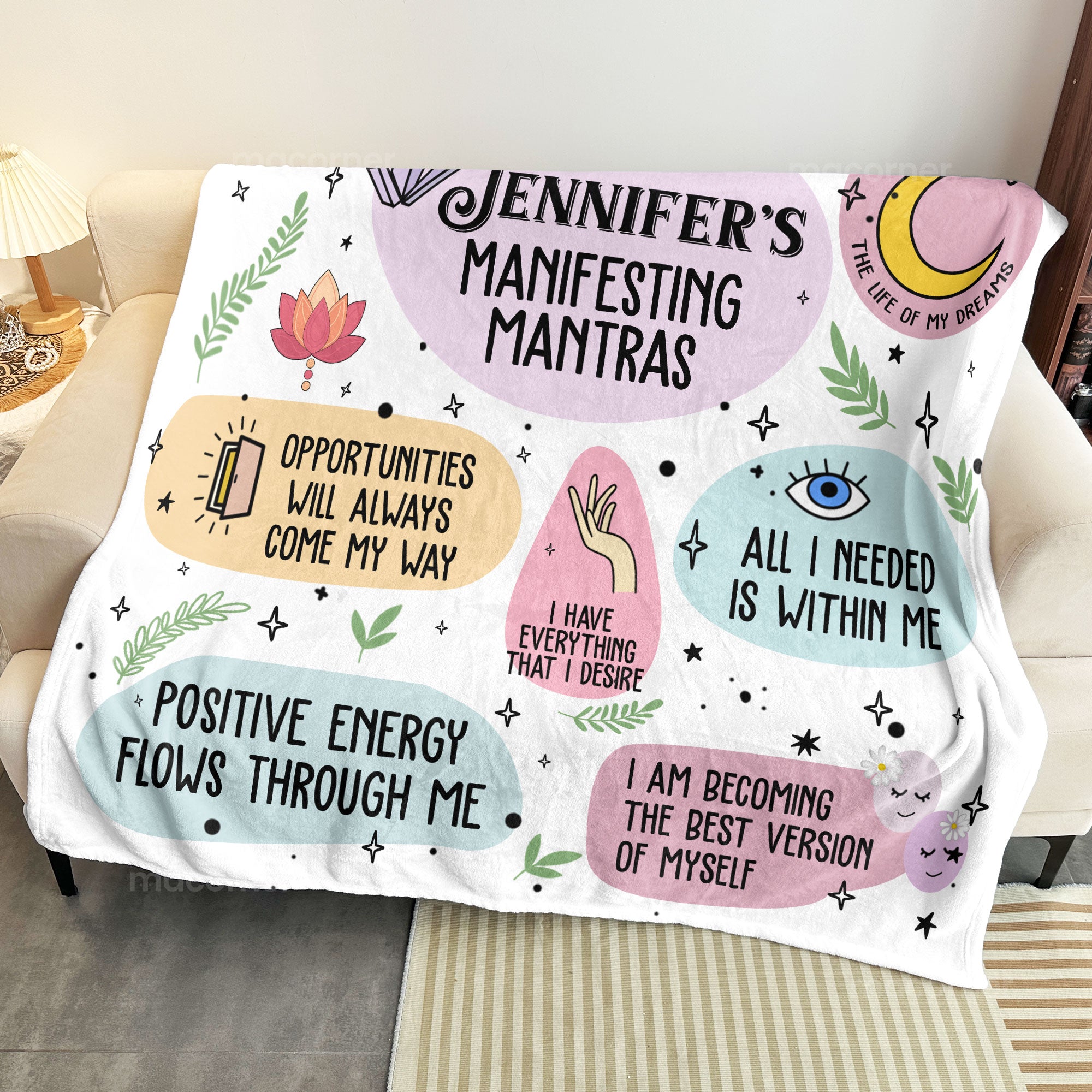 Manifesting Mantras Manifest Gift Affirmations Gift - Personalized Blanket