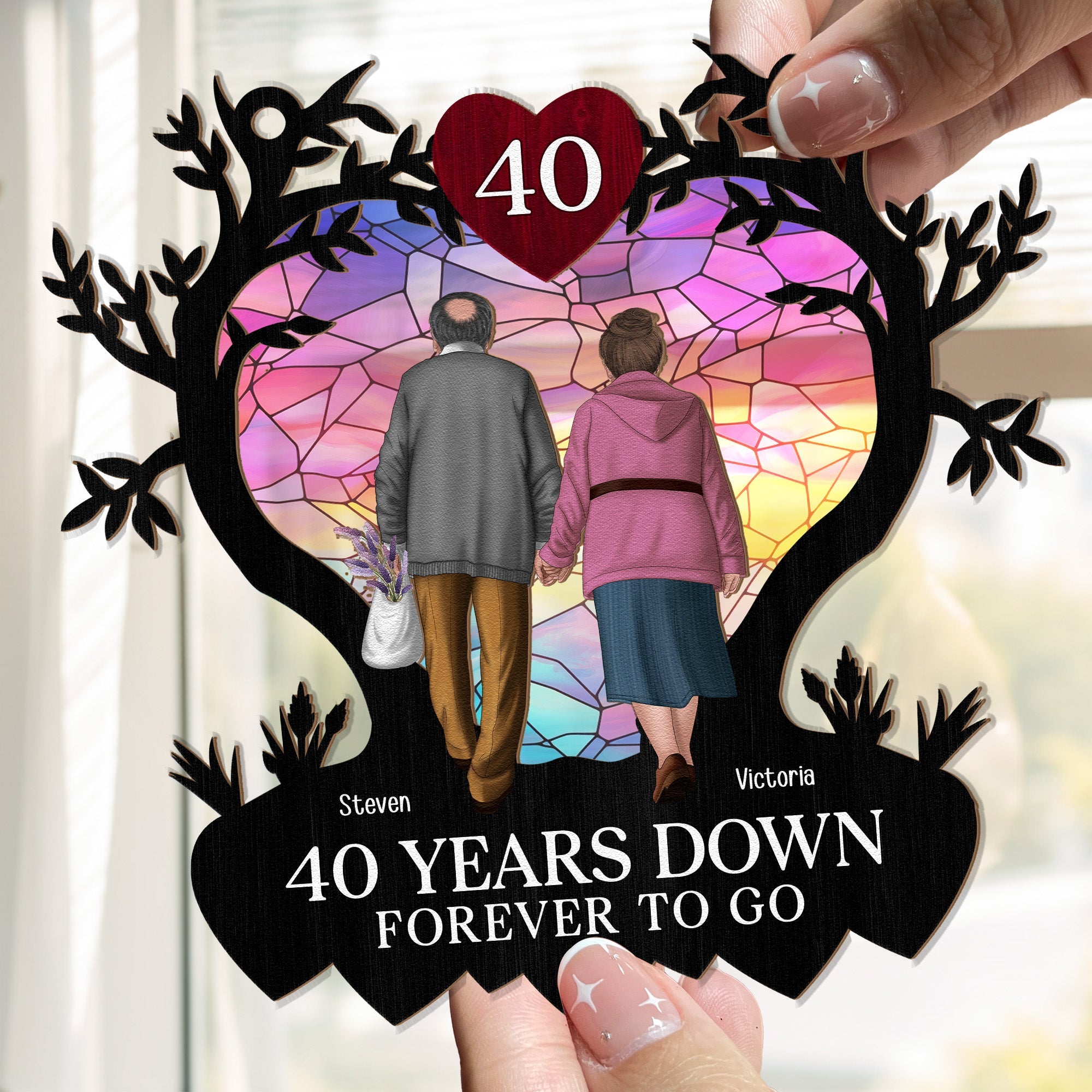 Many Years Down Forever To Go - Personalized Window Hanging Suncatcher Ornament