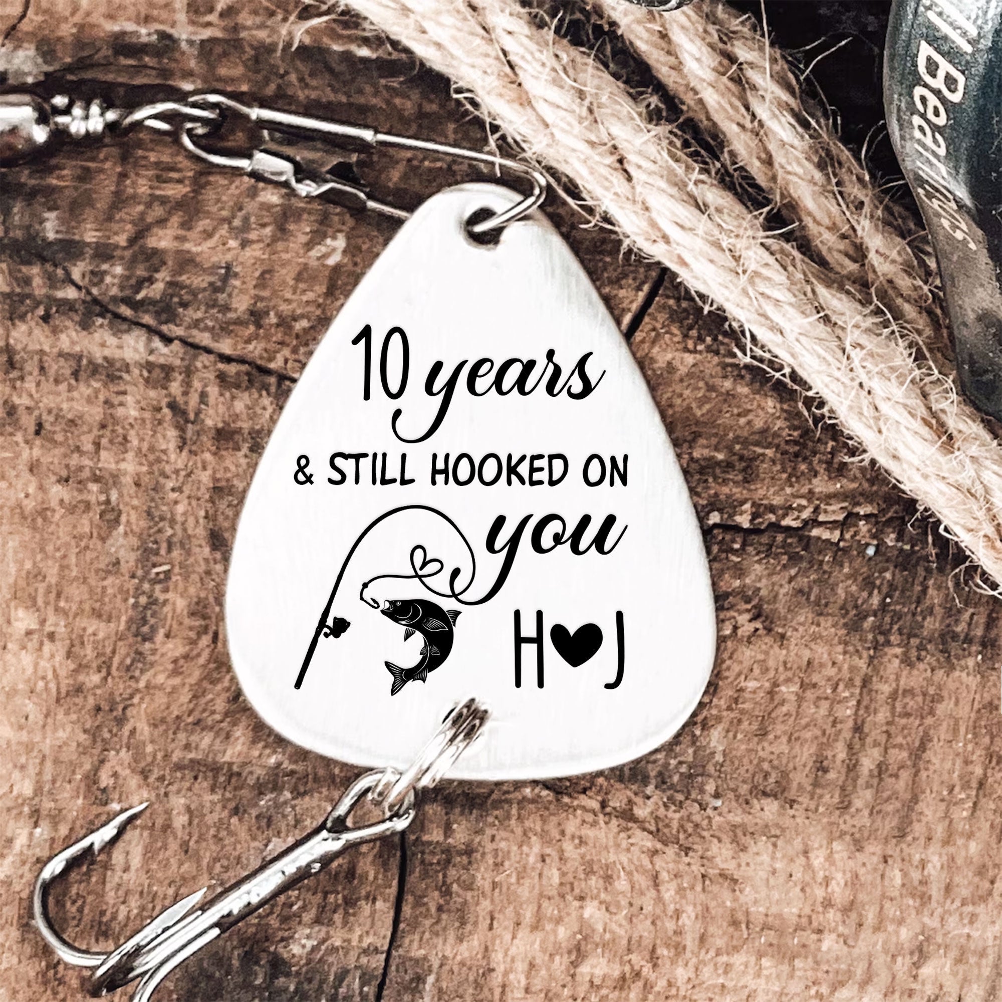 Many Years & Still Hooked On You - Personalized Fishing Lure Keychain