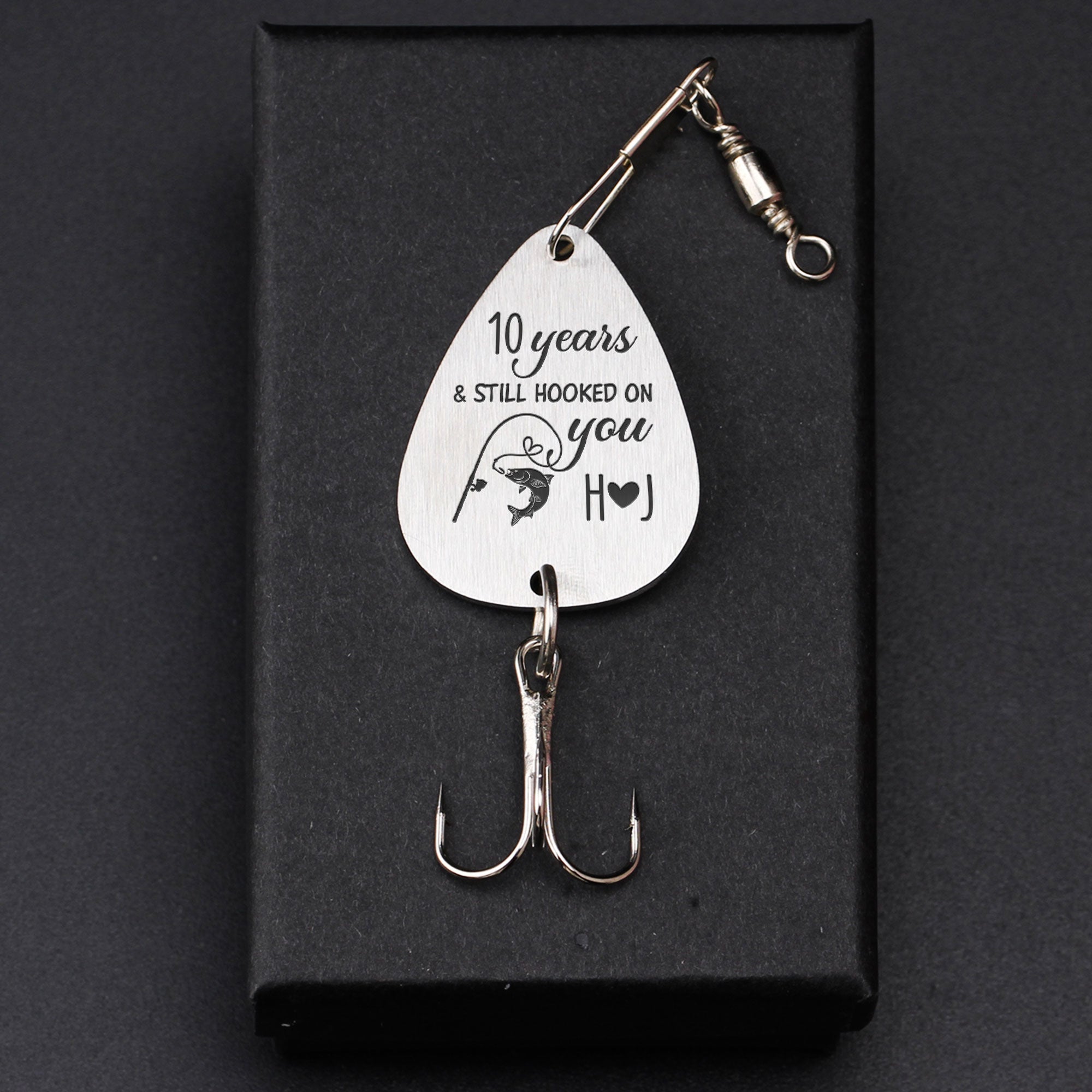 Many Years & Still Hooked On You - Personalized Fishing Lure Keychain