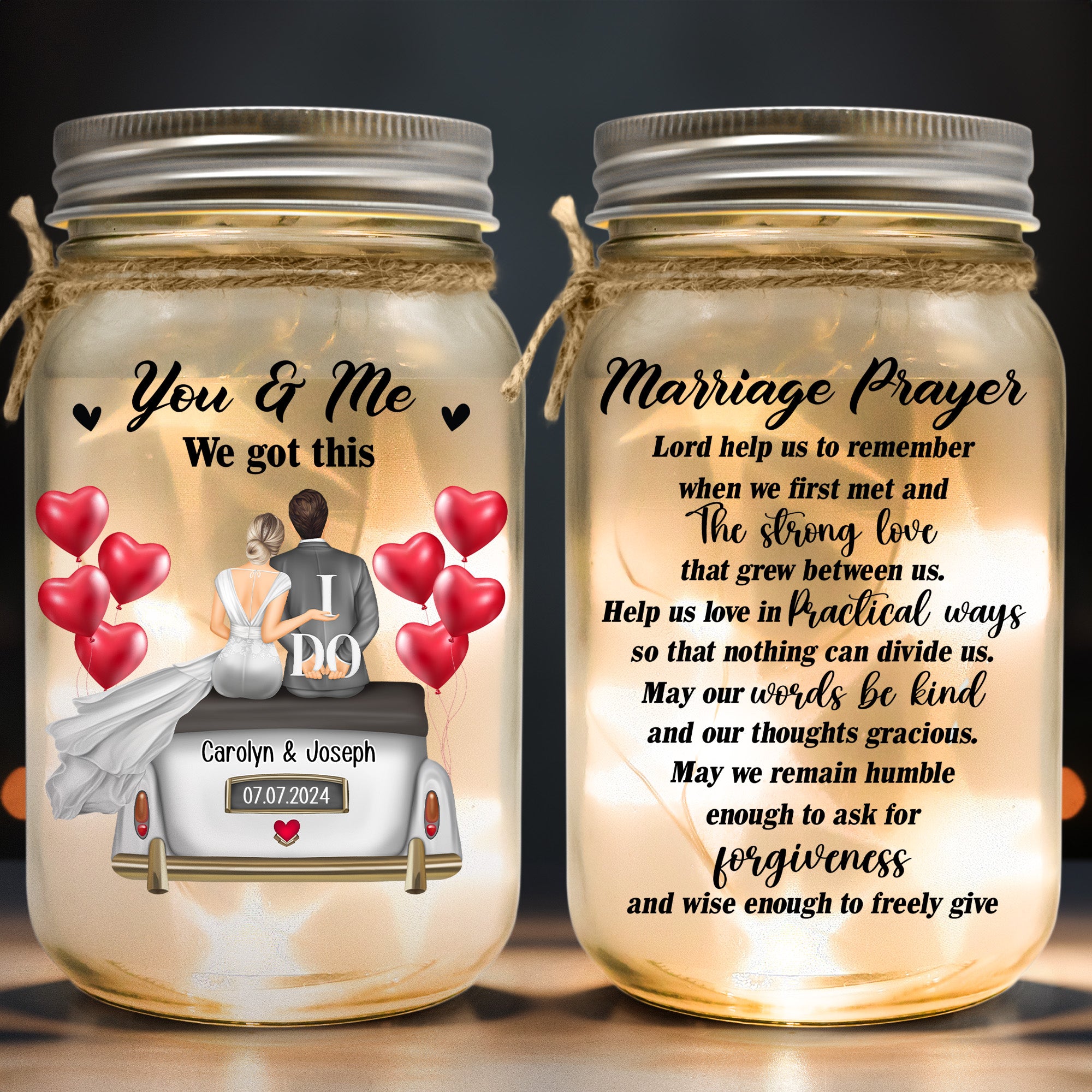 Marriage Prayer Lord Help Us To Remember - Personalized Mason Jar Light