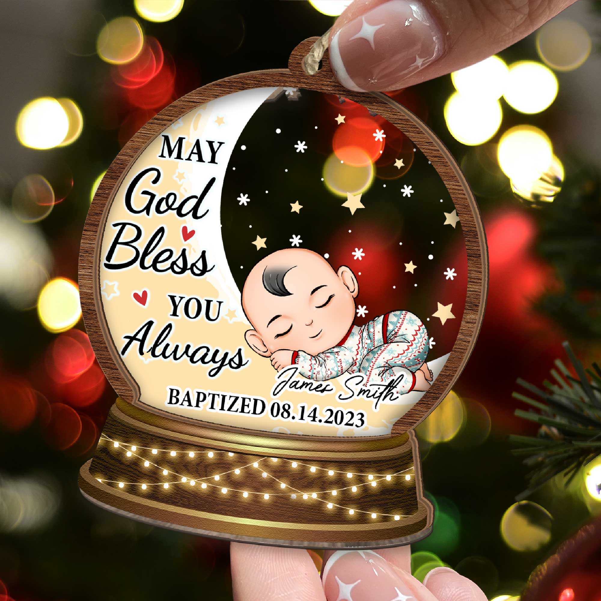 May God Bless You Always - Personalized Wood And Acrylic Ornament