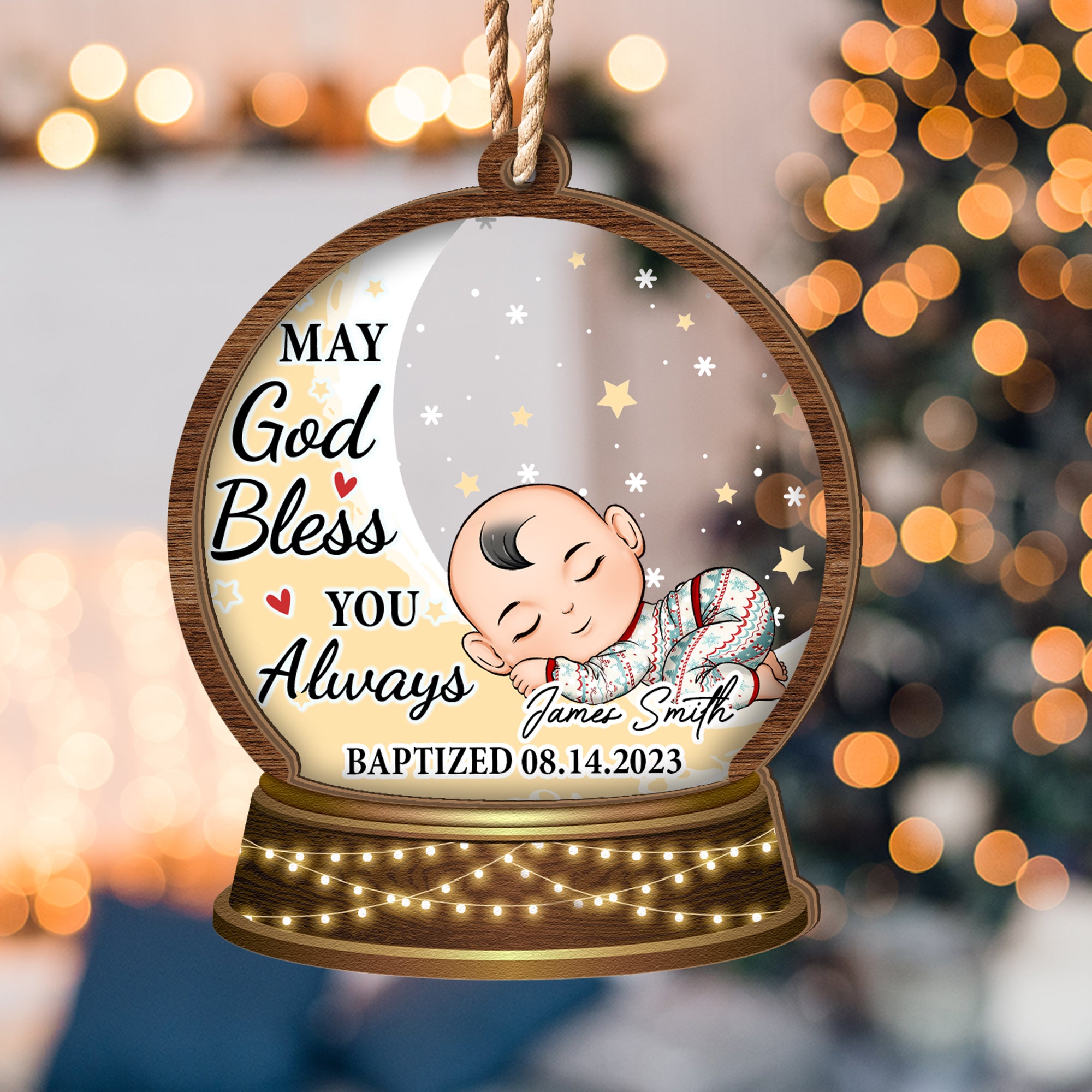 May God Bless You Always - Personalized Wood And Acrylic Ornament