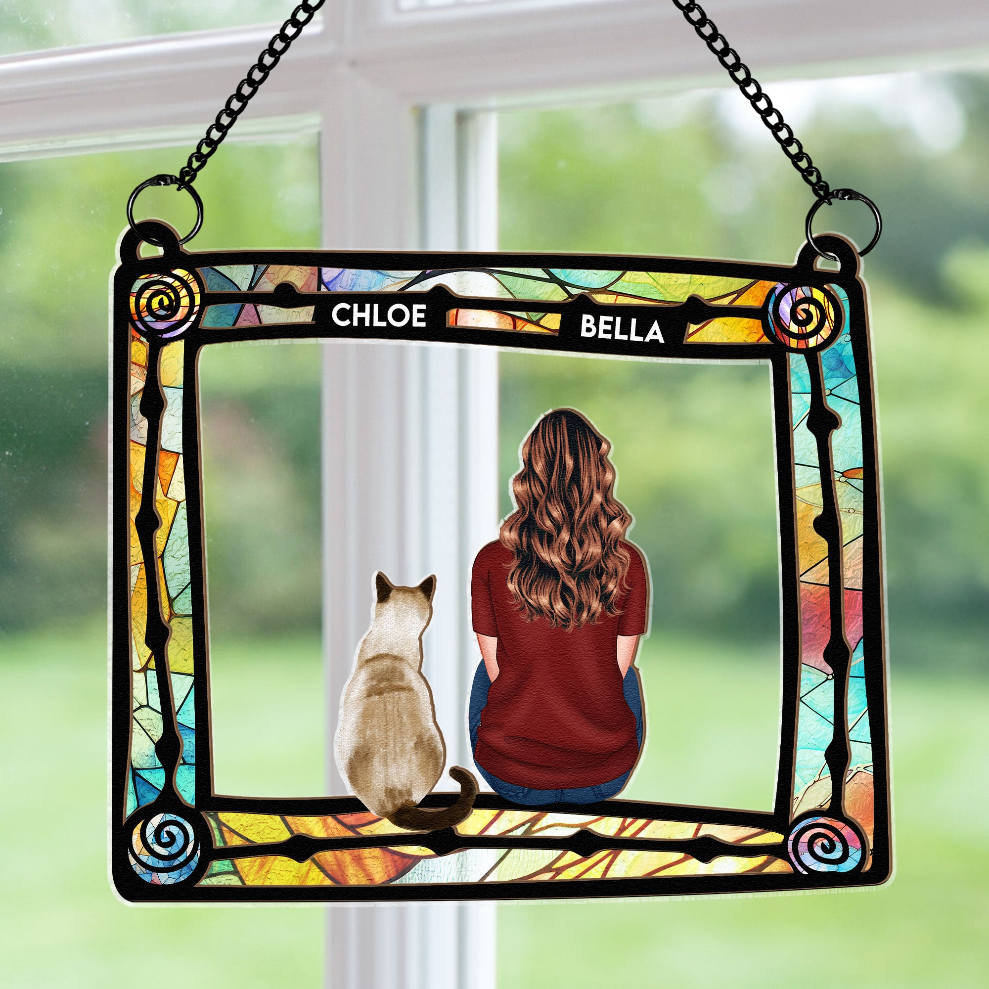 Me & My Cat - Personalized Window Hanging Suncatcher Ornament