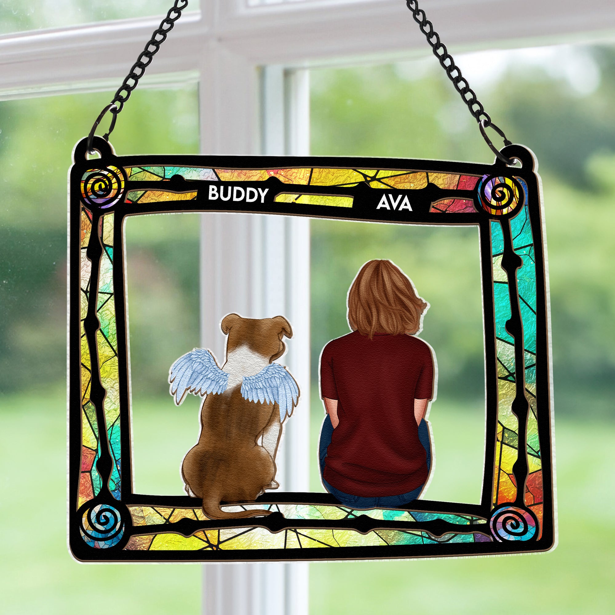 Me & My Dog - Personalized Window Hanging Suncatcher Ornament