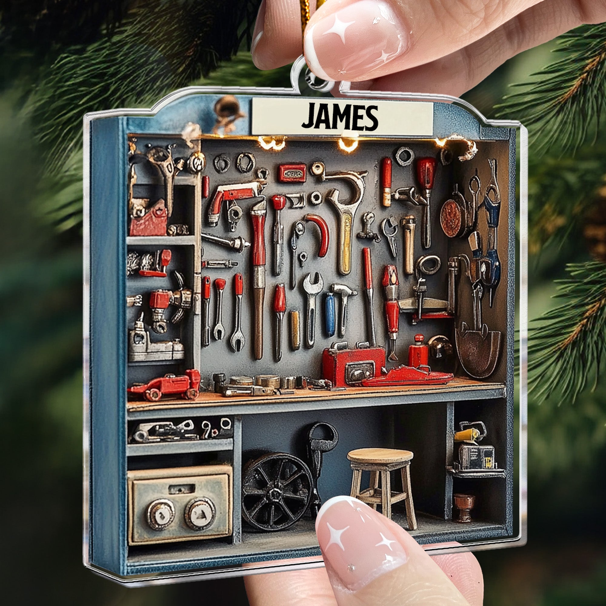 Mechanic Tool Box Ornament - Tools Garage Ornament - Personalized Acrylic Ornament