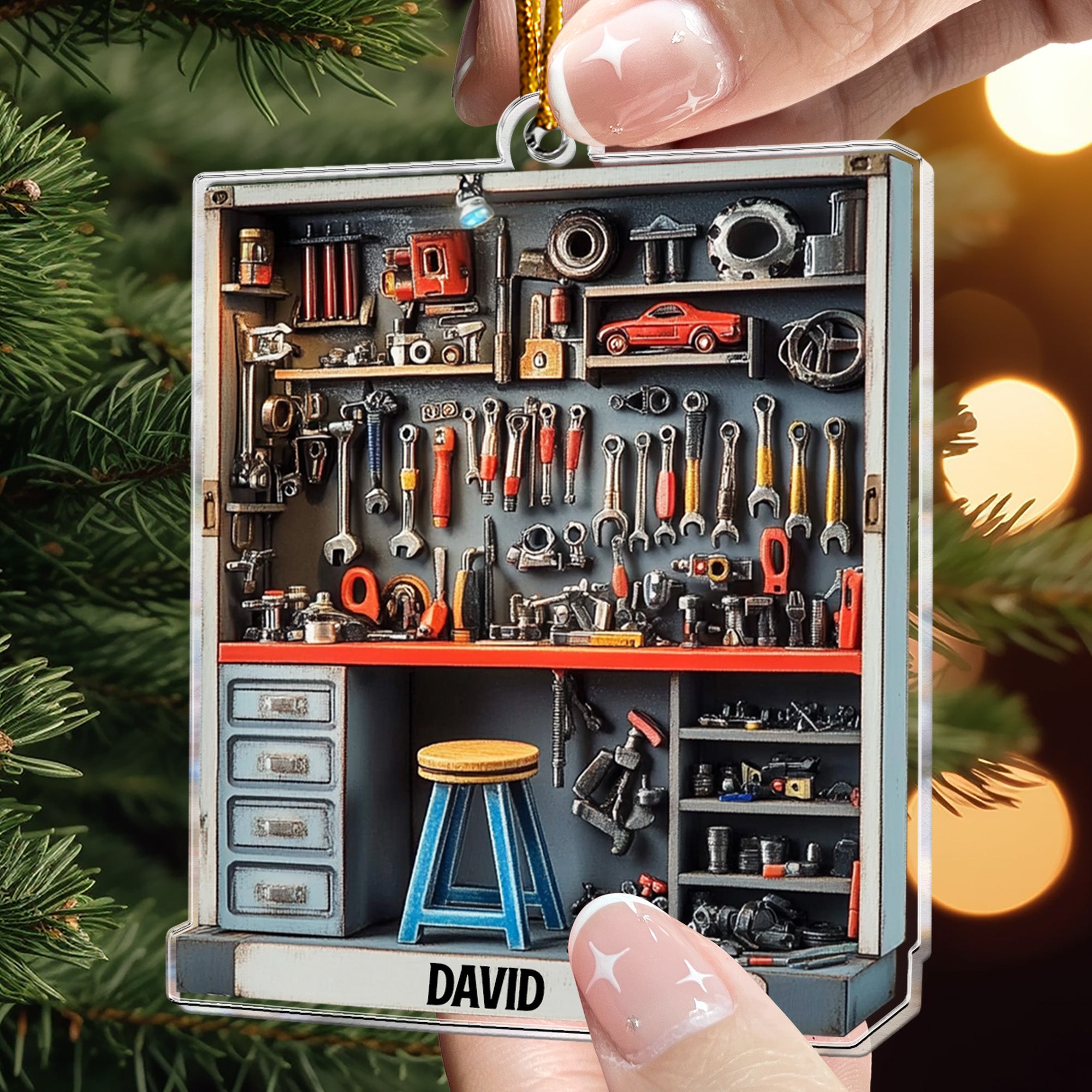 Mechanic Tool Box Ornament - Tools Garage Ornament - Personalized Acrylic Ornament