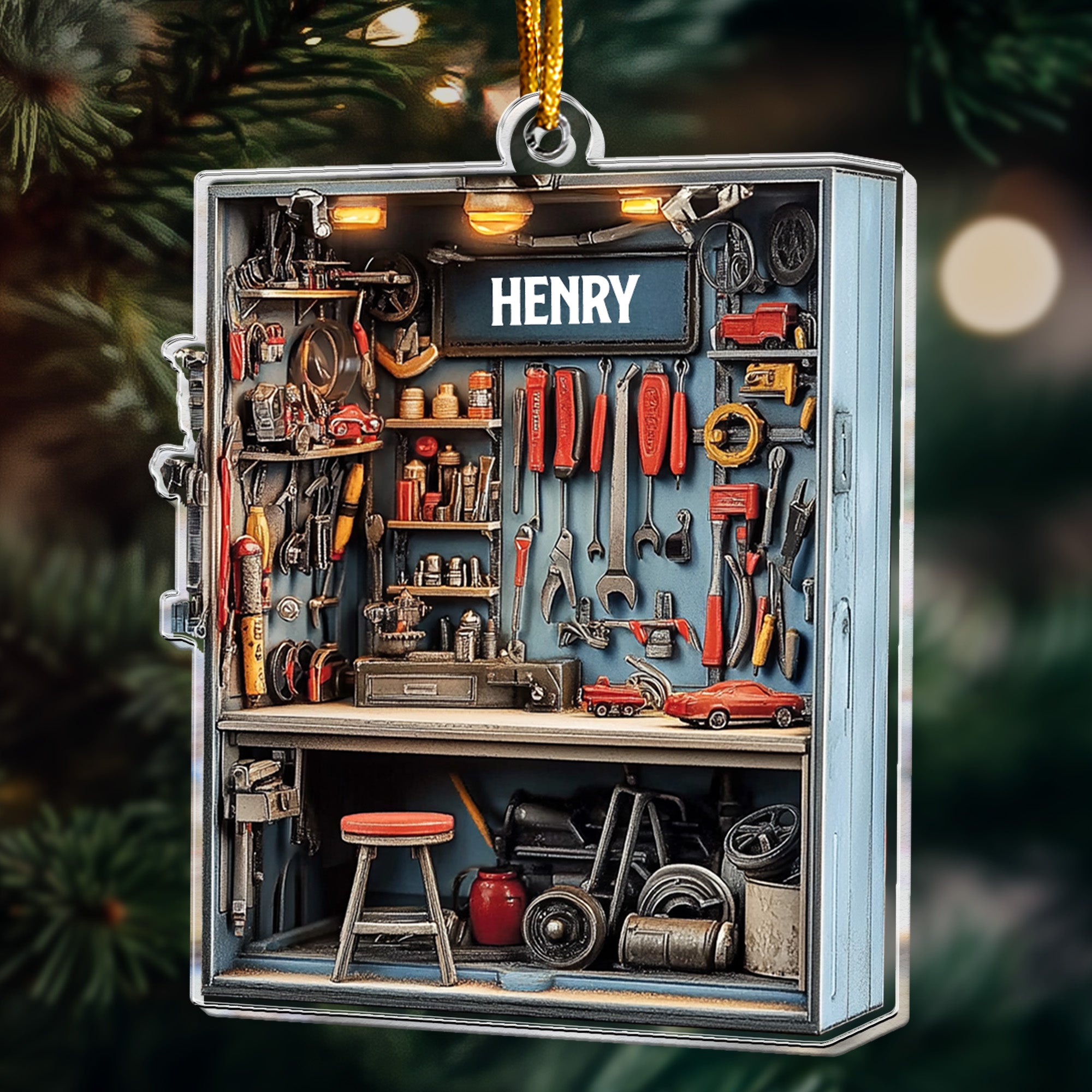 Mechanic Tool Box Ornament - Tools Garage Ornament - Personalized Acrylic Ornament