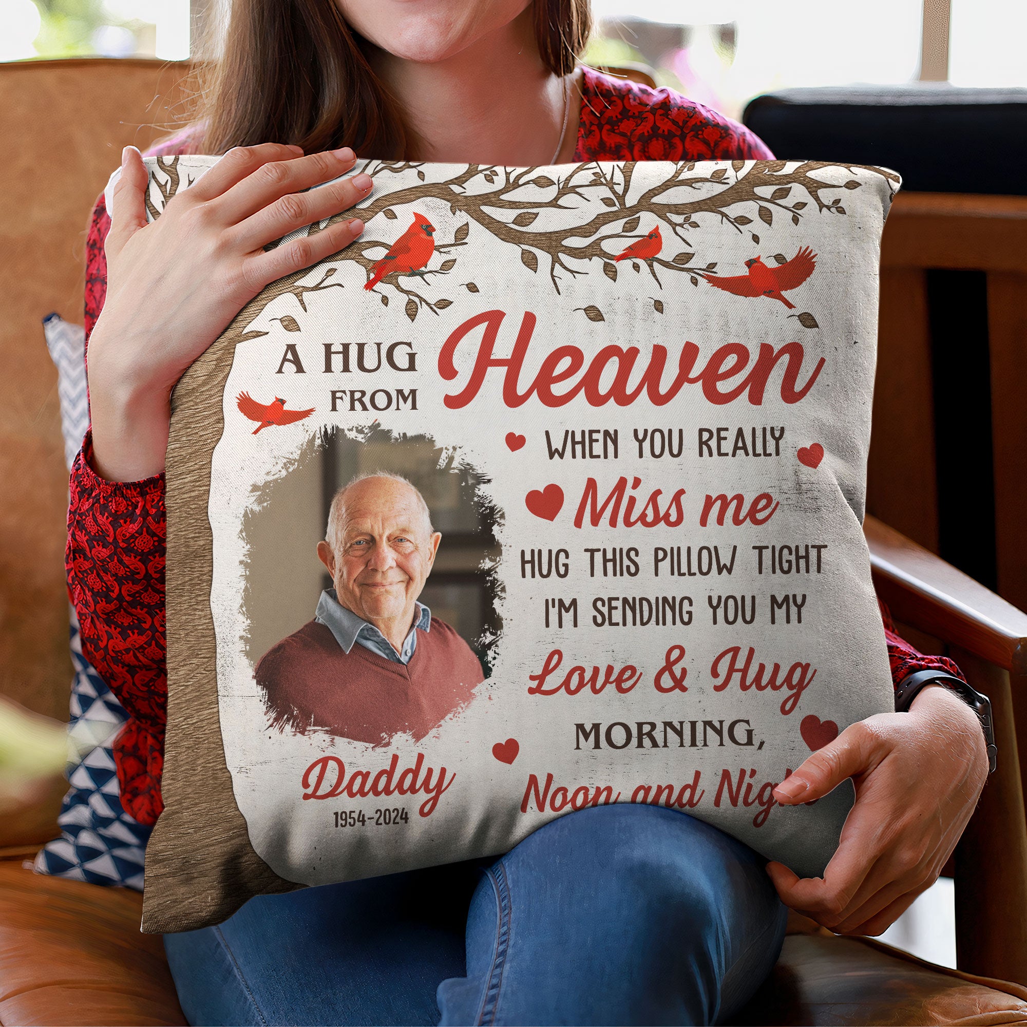 Memorial A Hug From Heaven 2 - Personalized Photo Pillow (Insert Included)