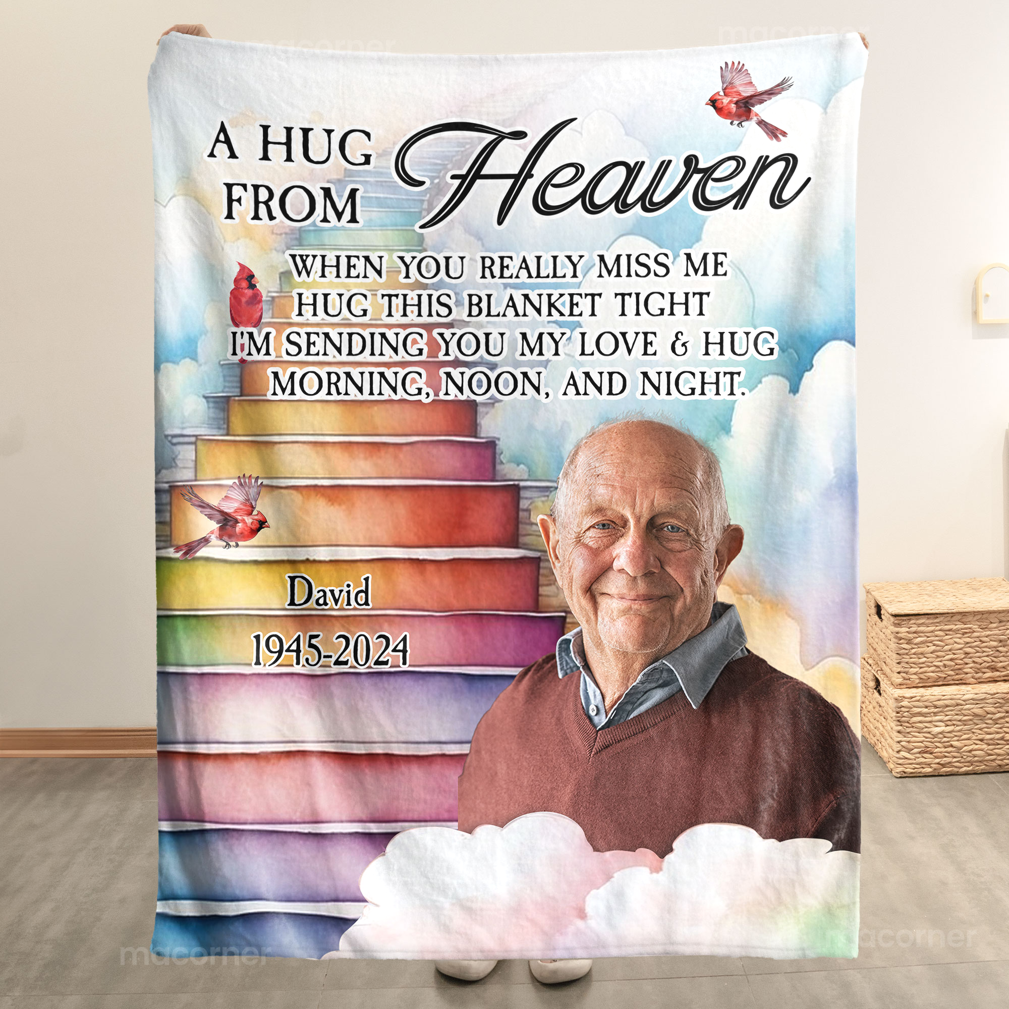 Memorial Blanket A Hug From Heaven - Personalized Photo Blanket