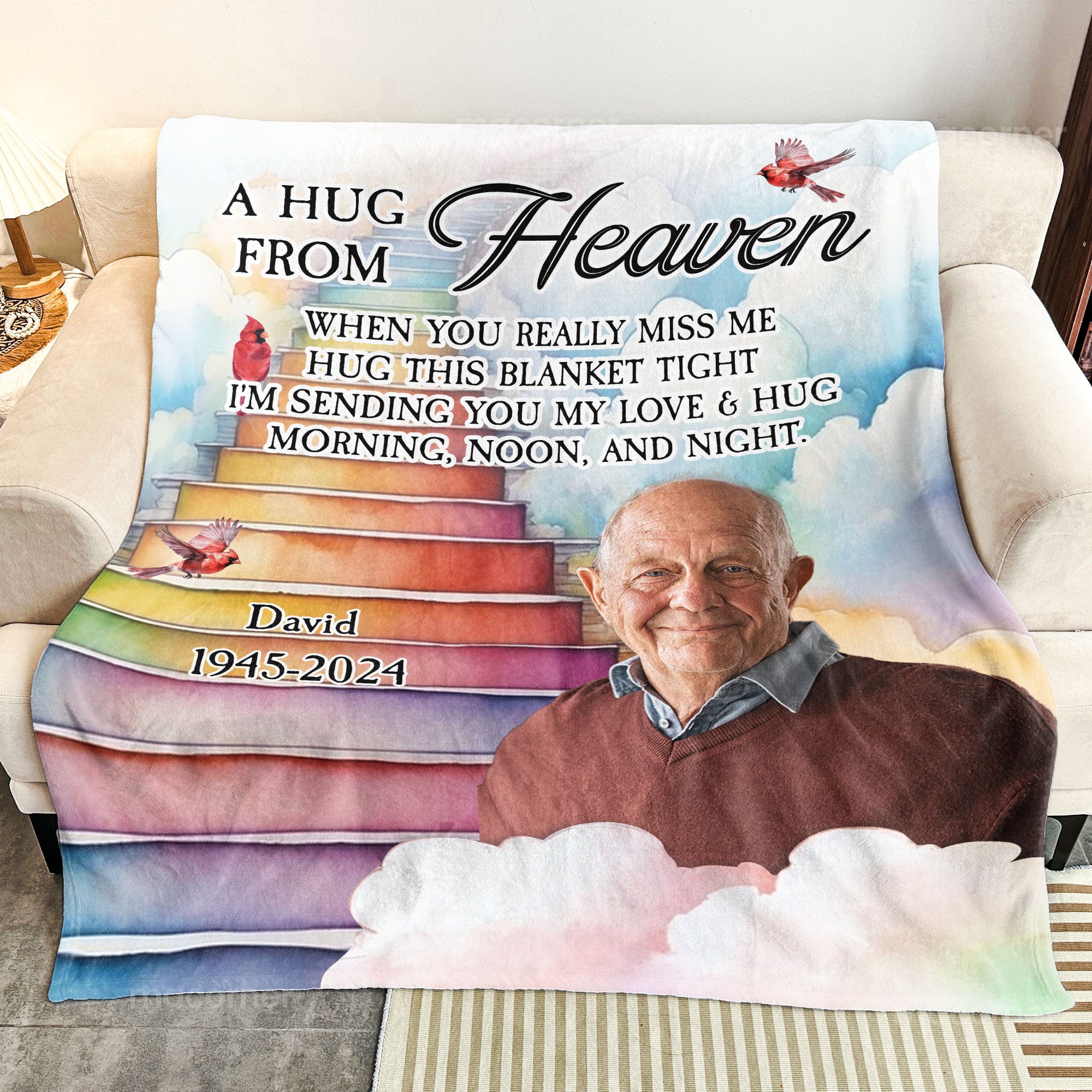 Memorial Blanket A Hug From Heaven - Personalized Photo Blanket