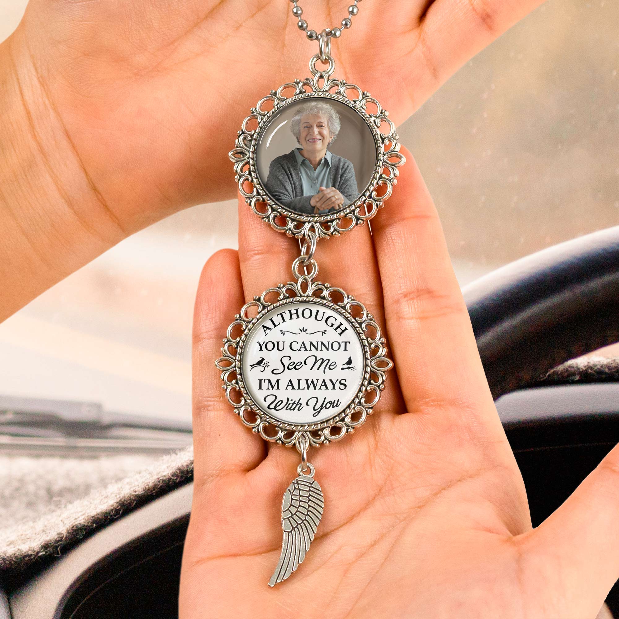 Memorial Car Charm I'm Always With You - Personalized Photo Car Ornament