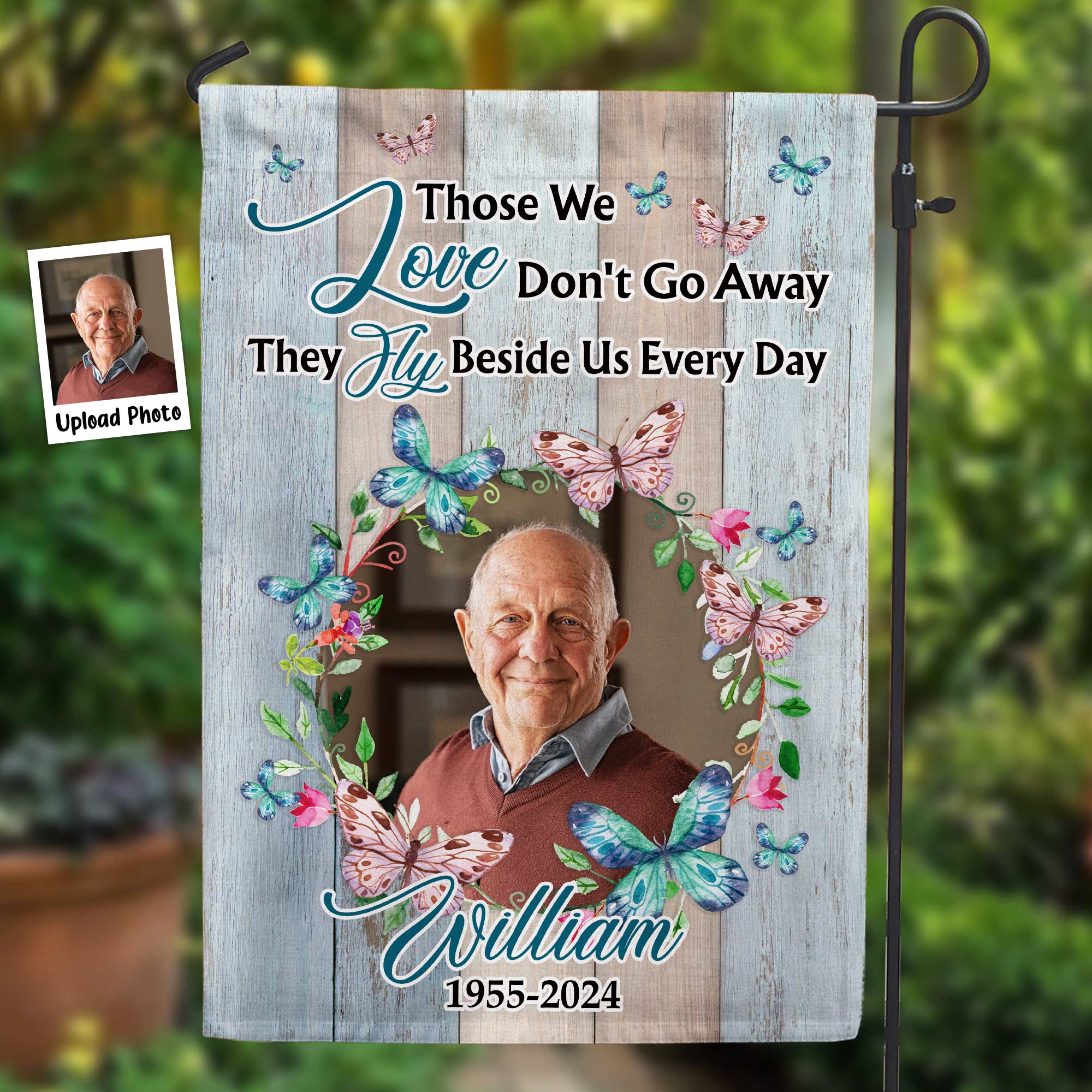 Memorial Garden Flag They Fly Beside Us Every Day - Personalized Photo Flag