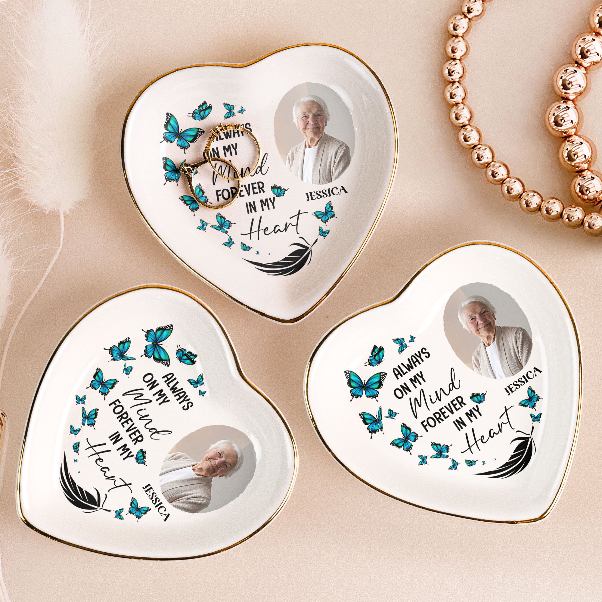 Memorial Gift Always On My Mind - Personalized Photo Ring Dish