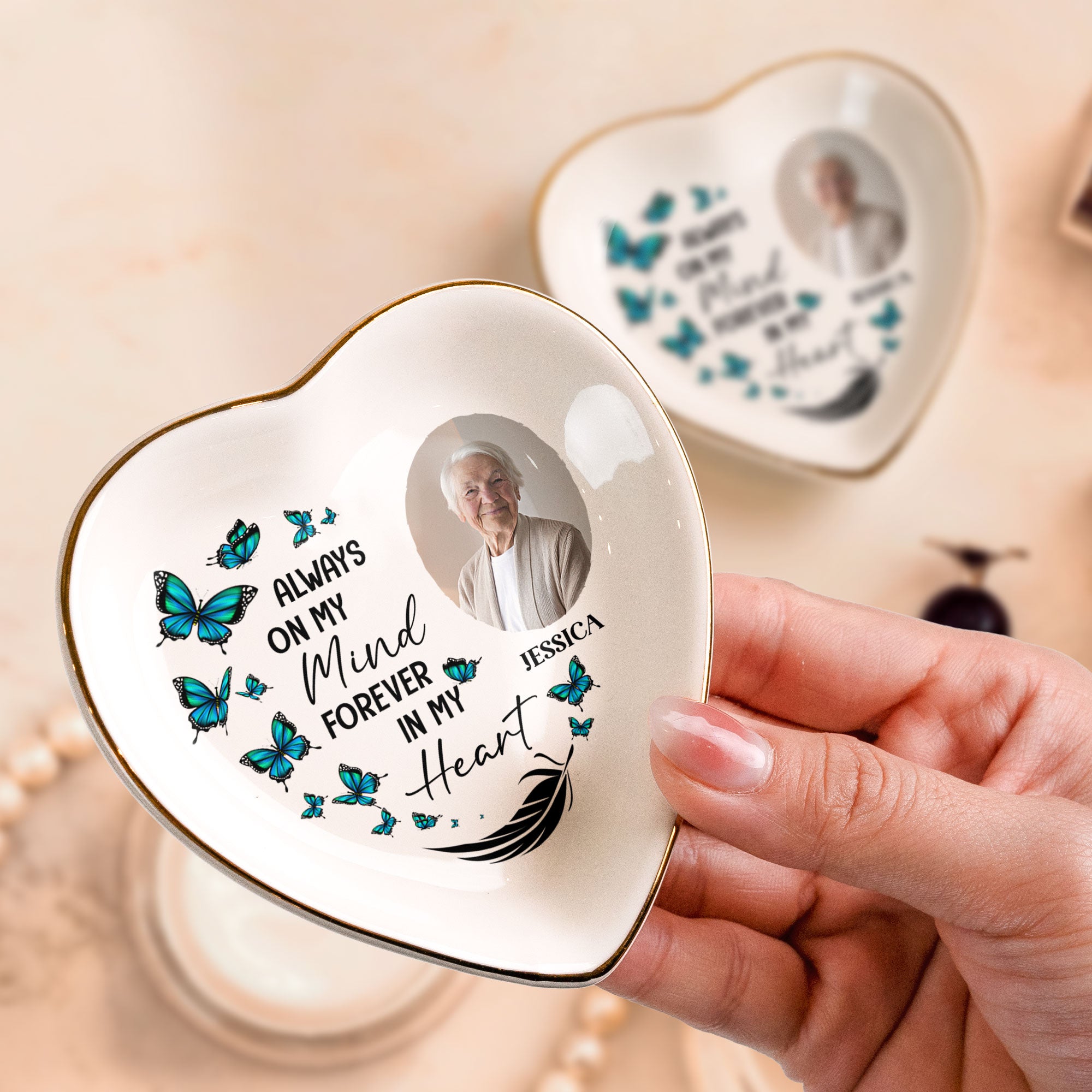 Memorial Gift Always On My Mind - Personalized Photo Ring Dish