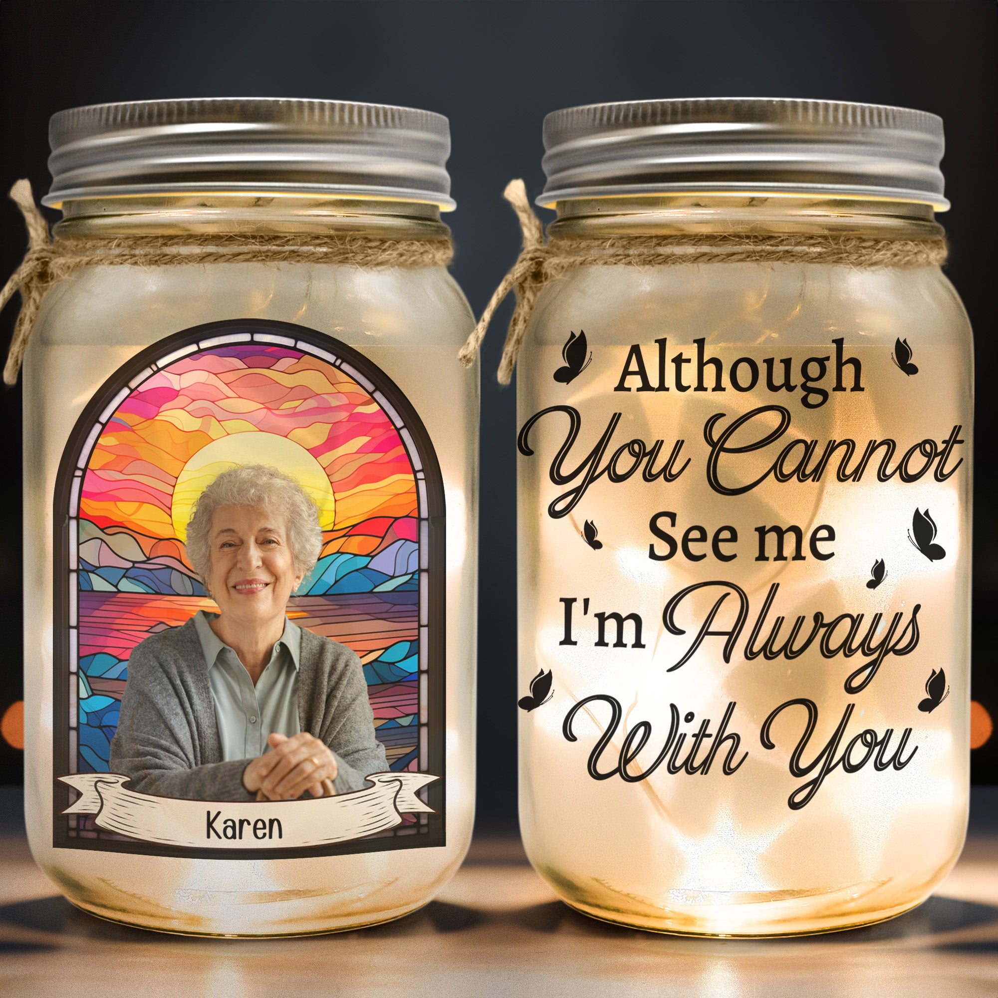 Memorial Gift I'm Always With You - Personalized Photo Mason Jar Light