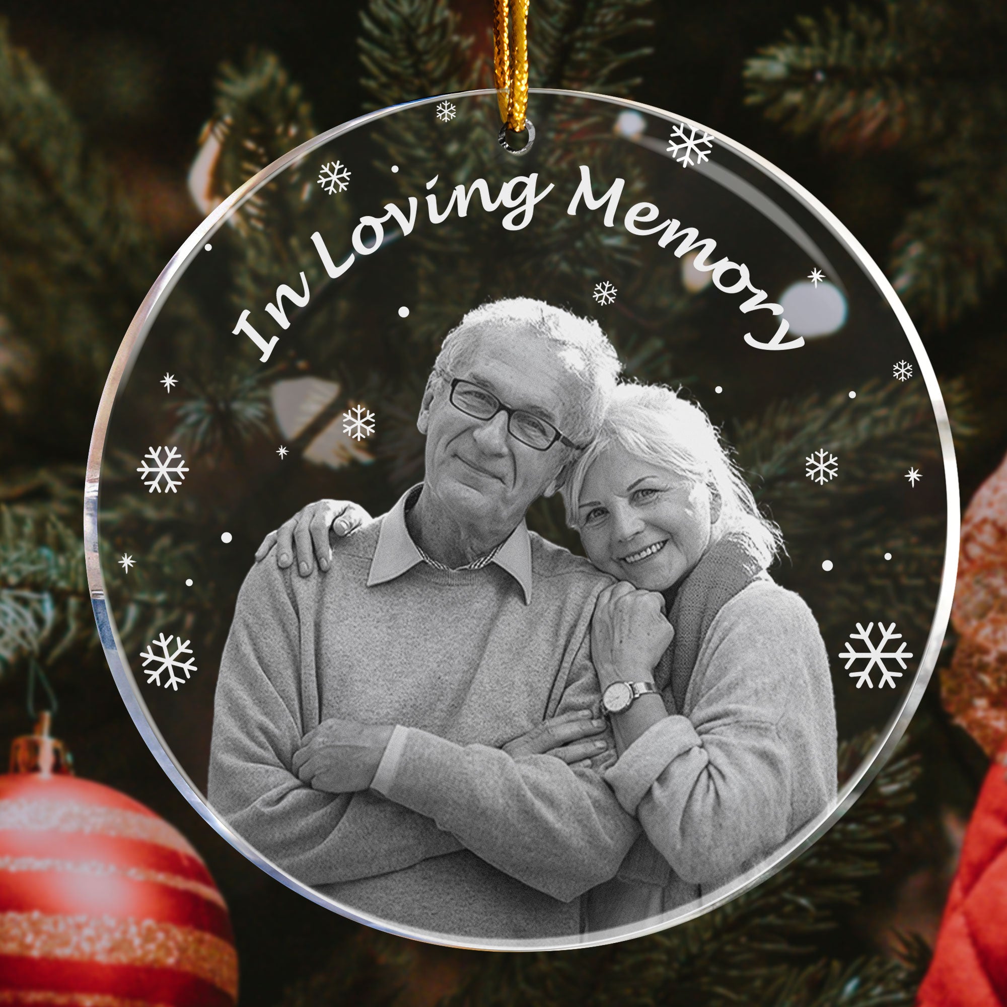 Memorial In Loving Memory Forever In Our Hearts - Personalized Acrylic Photo Ornament