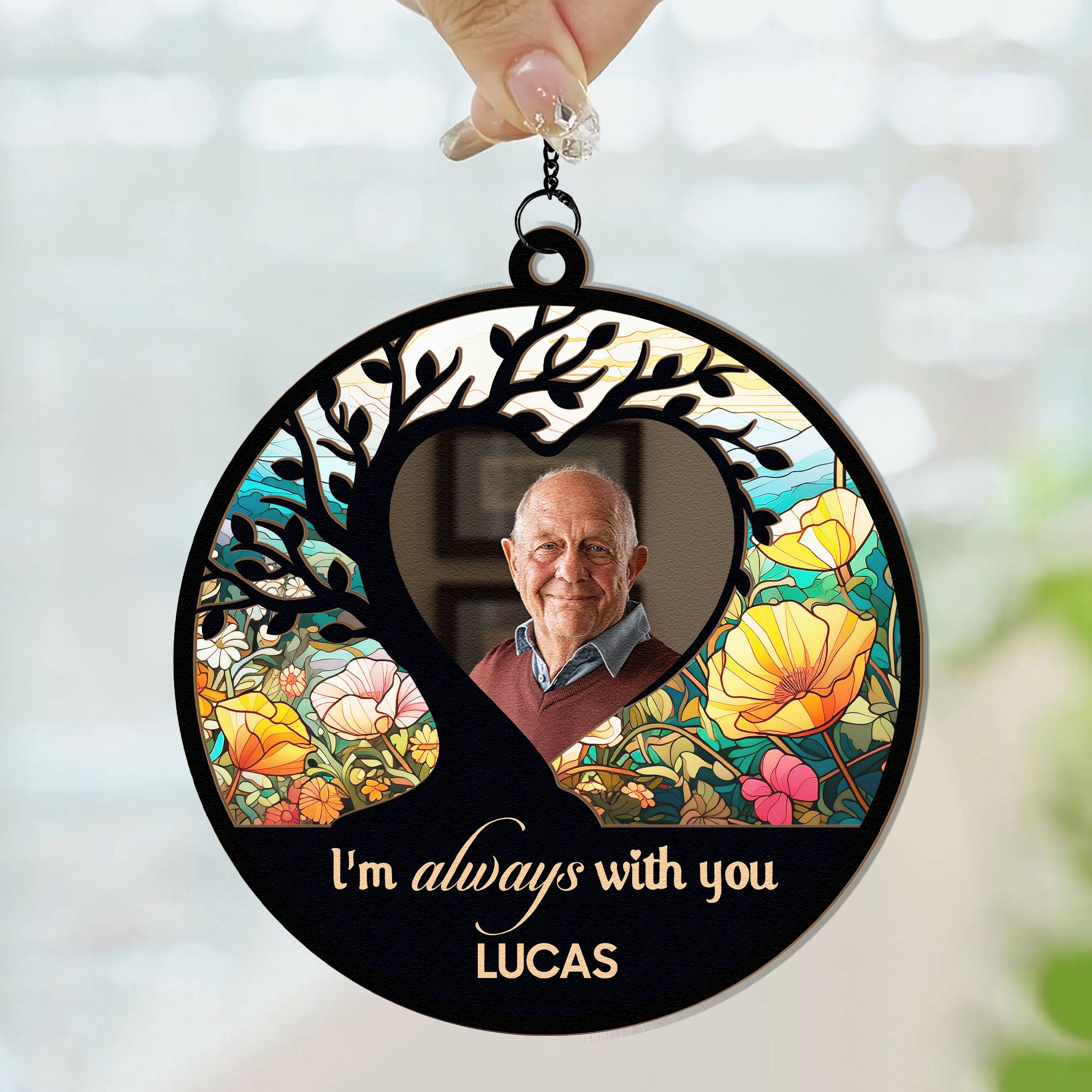 Memorial Keepsake I'm Always With You - Personalized Window Hanging Suncatcher Photo Ornament