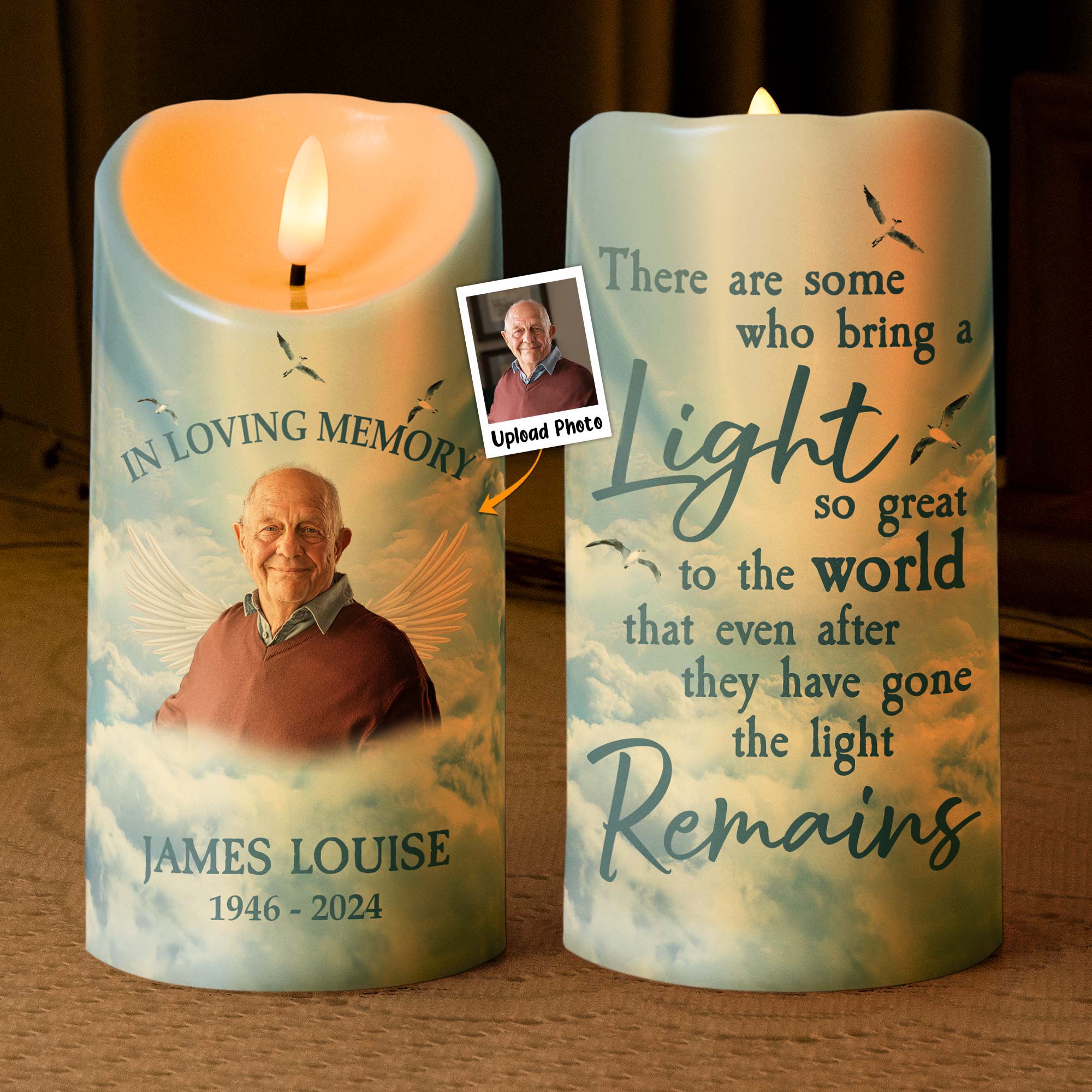 Memorial Led Candle Light Remains Forever - Personalized Photo LED Candle