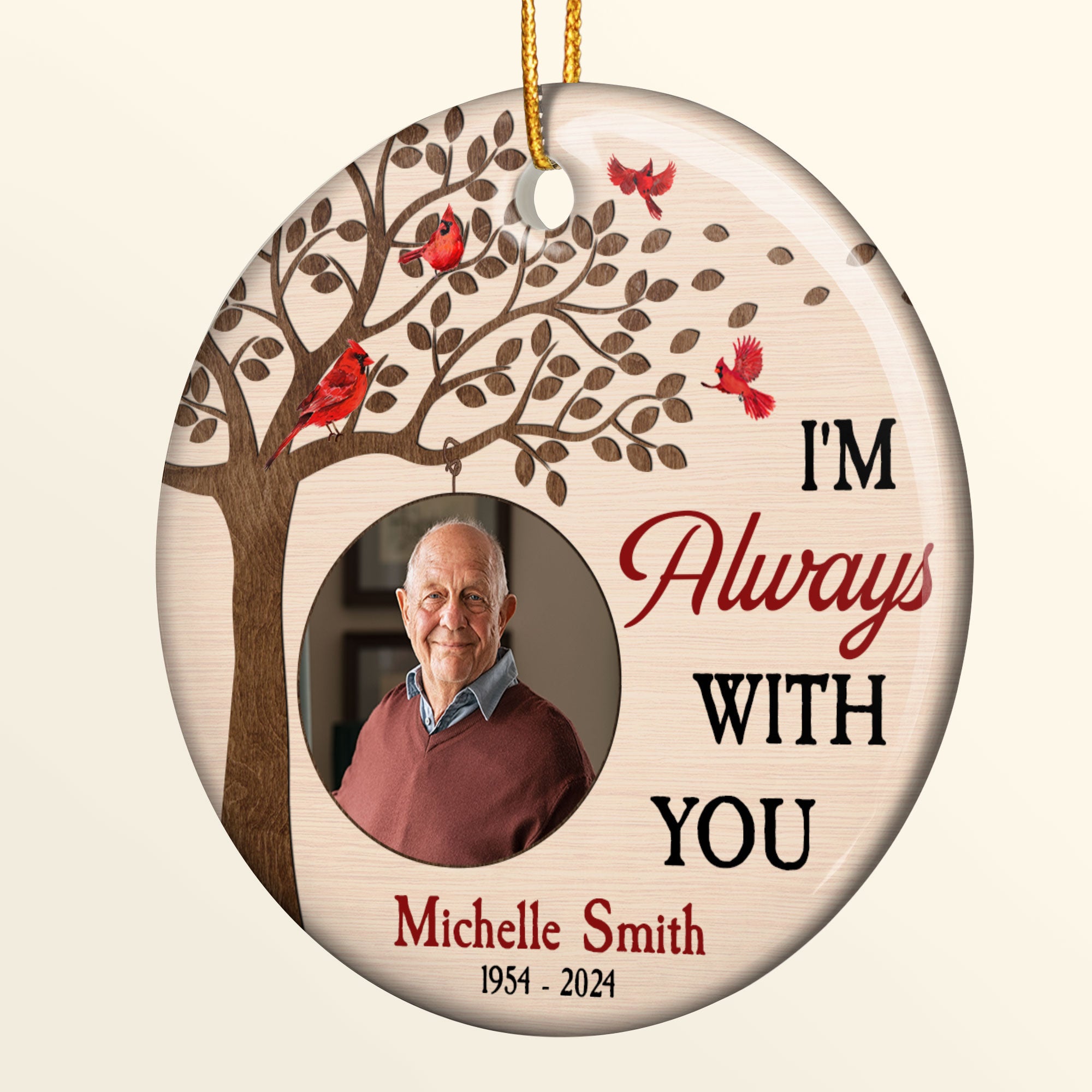 Memorial Ornament I'm Always With You - Personalized Ceramic Photo Ornament