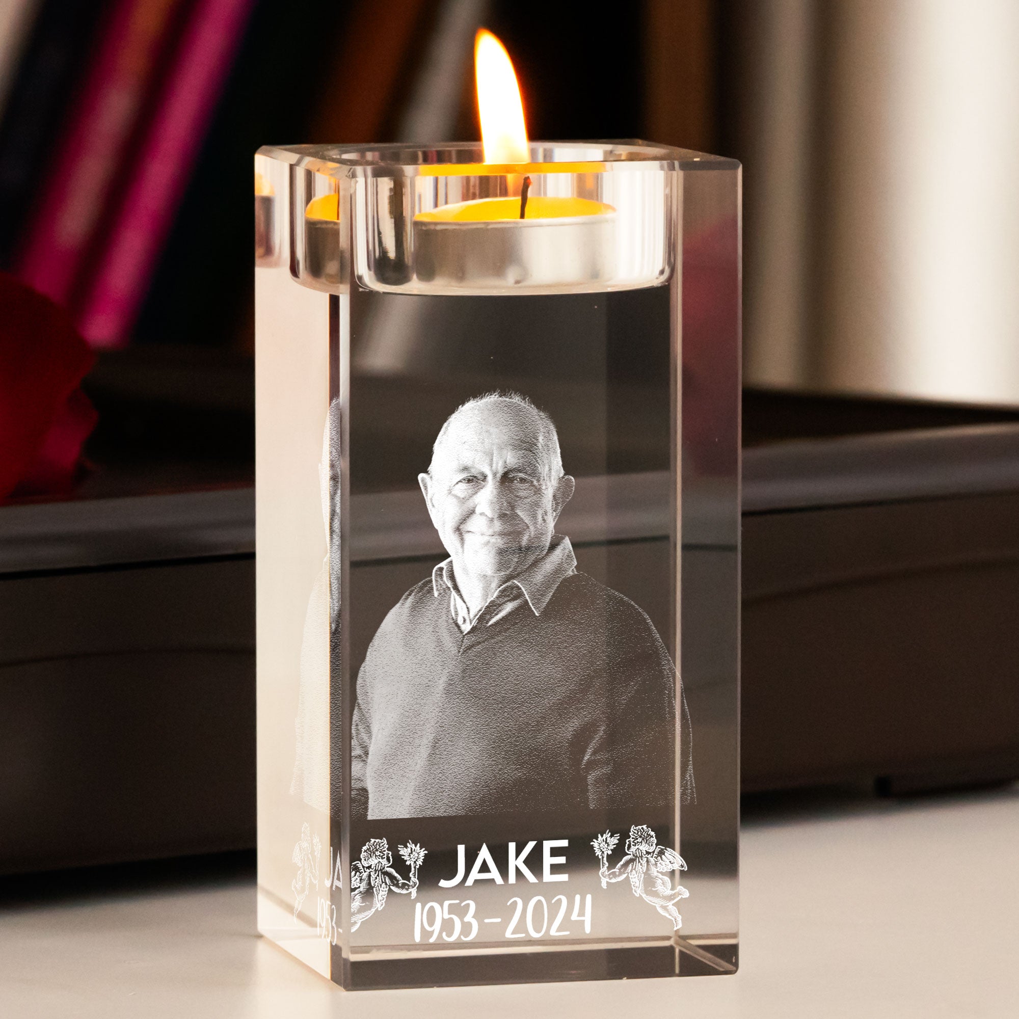 Memorial Photo - Personalized 3D Photo Crystal Candle Holder