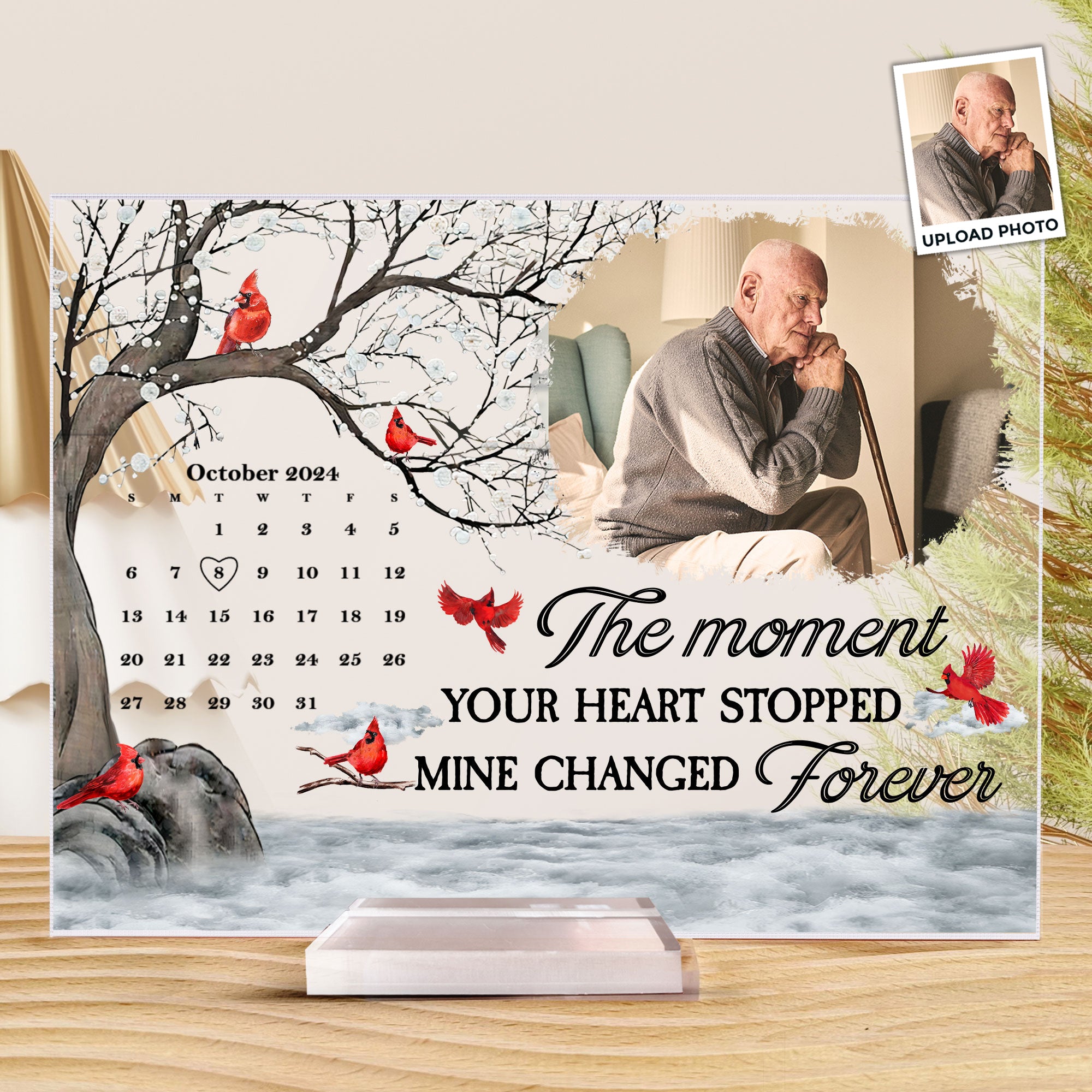 Memorial The Moment Your Heart Stopped - Personalized Acrylic Photo Plaque