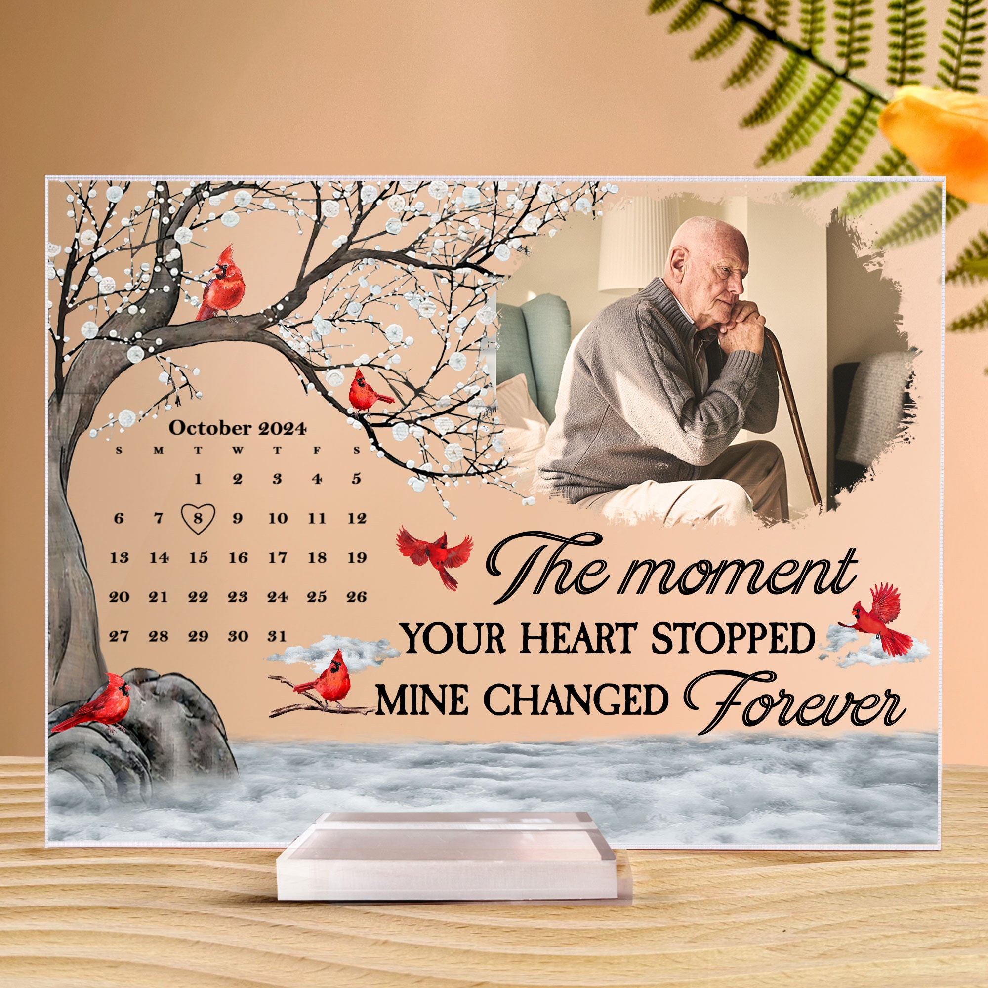 Memorial The Moment Your Heart Stopped - Personalized Acrylic Photo Plaque