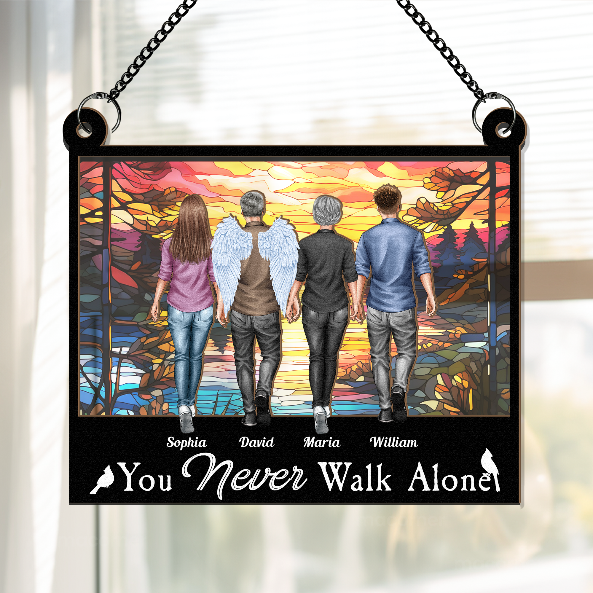 Memorial You Never Walk Alone - Personalized Window Hanging Suncatcher Ornament