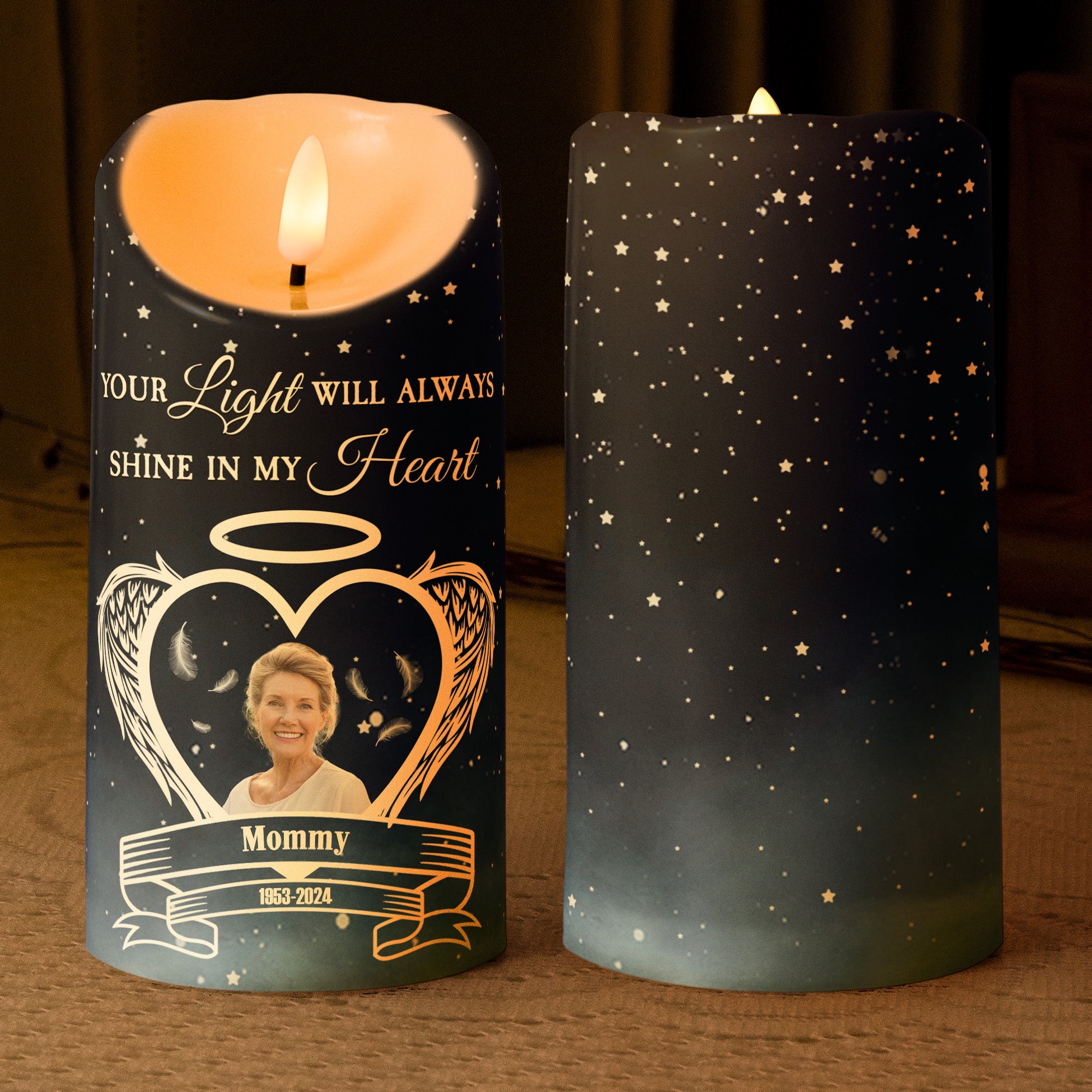 Memorial Your Light Will Always Shine In My Heart - Personalized Photo LED Candle